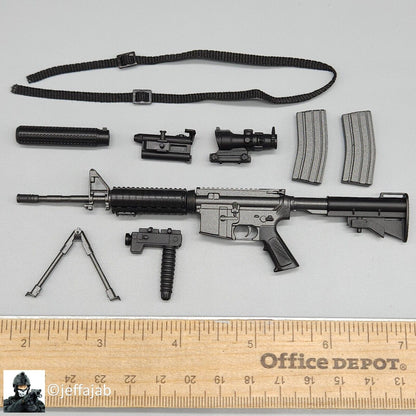 1:6 ZY Toys M4 SOPMOD Rifle w/ Silencer Set for 12" Figures Dragon Delta SEAL