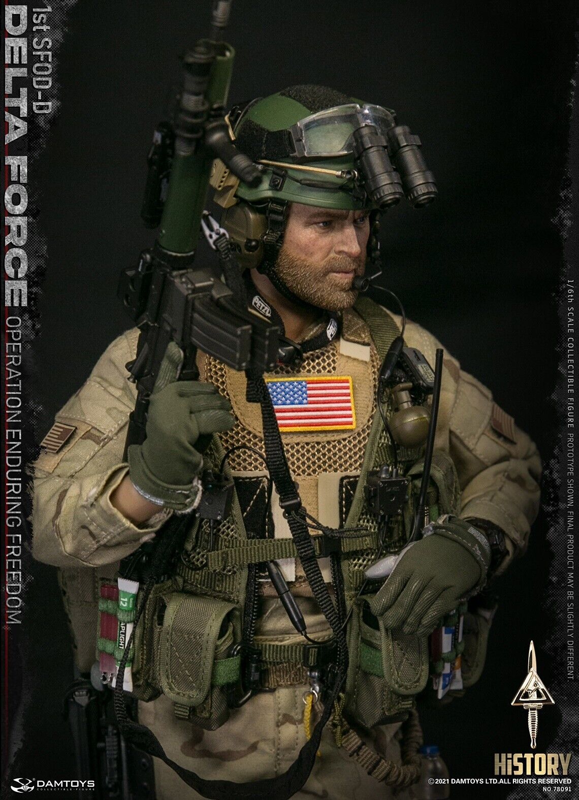 1:6 Damtoys 1st SFOD-D Enduring Freedom Male Head Sculpt for 12" Figures