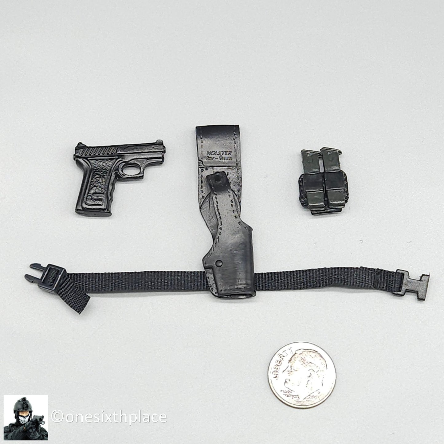 1:6 scale BBI GSG-9 Konrad Metal Pistol w/ Holster & Mag Pouch for 12" Figures
