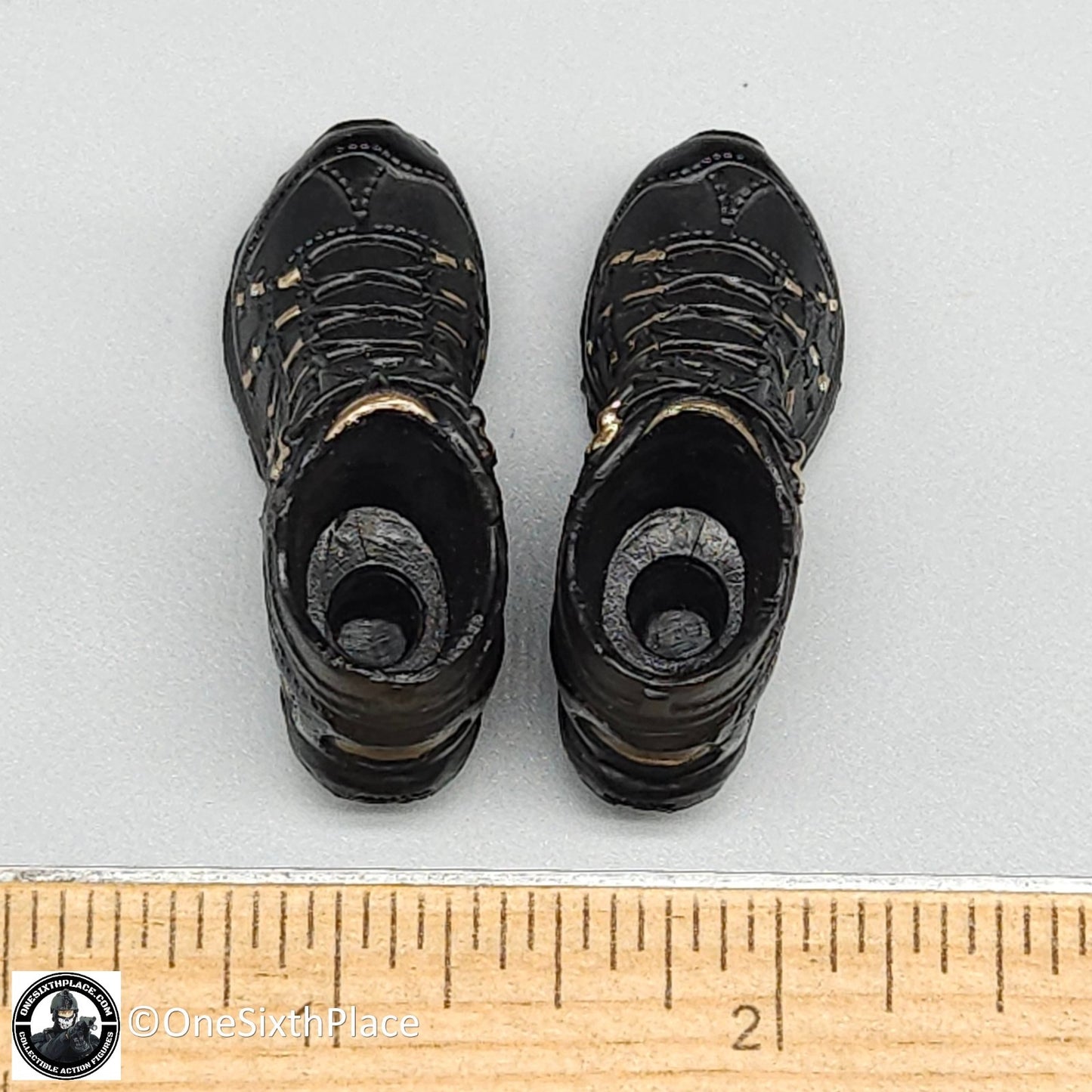 1:6 scale Fire Girl Female CQB Tactical Agent Black Gold Boots for 12" Figures