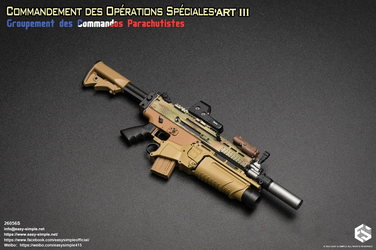 1:6 Easy & Simple French Airborne MK16 Scar Rifle w/ Grenade Launcher 12" Figure