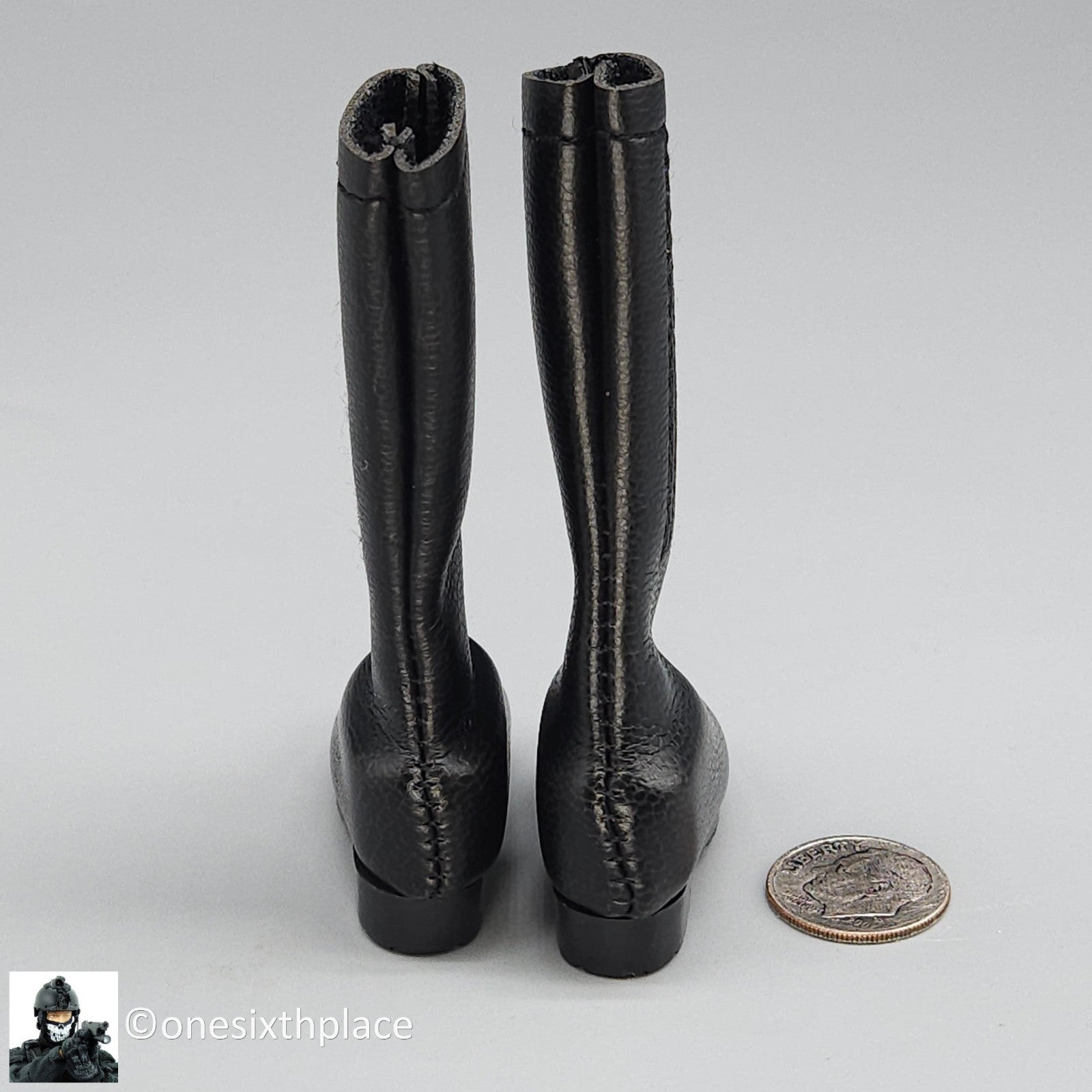 1:6 Triad Toys Boot Camp 2.0 Female Tall Black Boots (Peg Type) for 12" Figures