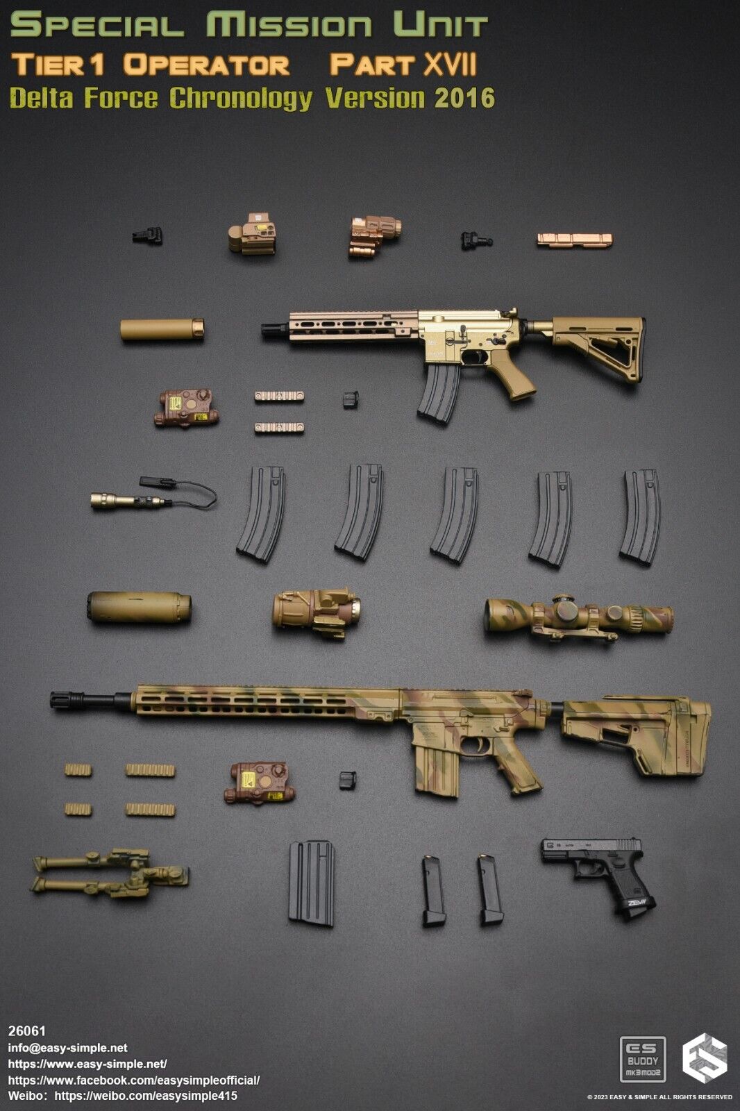 1:6 Easy & Simple Delta Force Chronology 2016 JG-06 VSASS Sniper Rifle Set