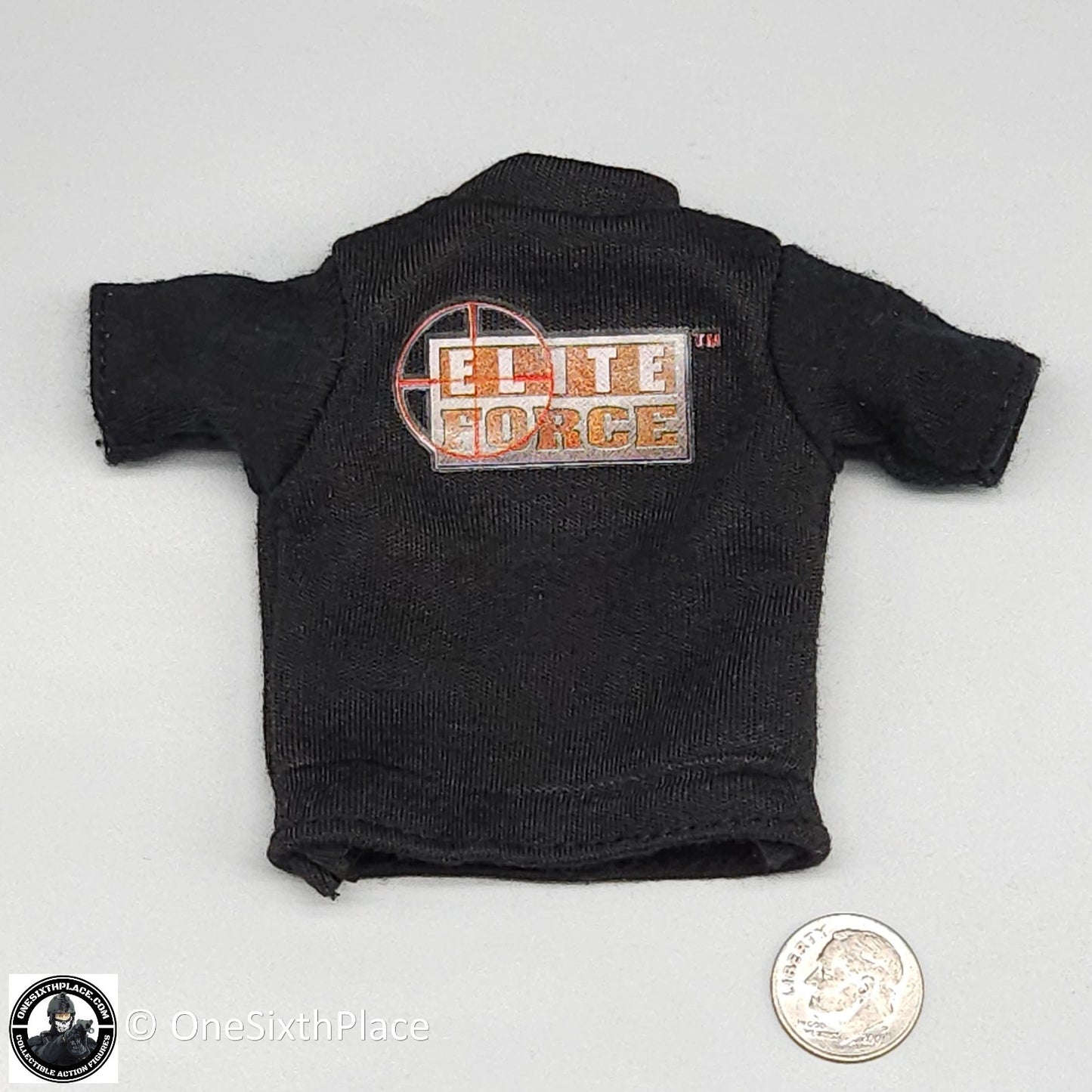 1:6 scale BBI Elite Force Mens Black T-Shirt w/ Logo for 12" Figures