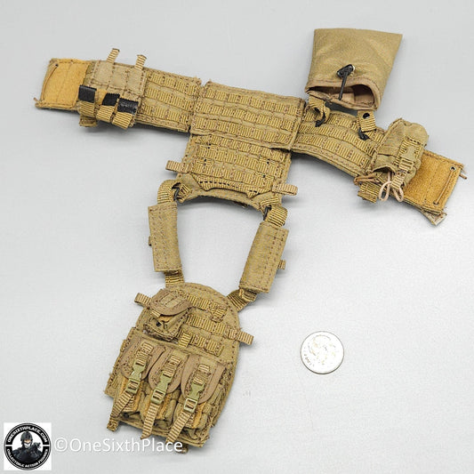 1:6 scale ACE SEAL Team 10 Tan Plate Carrier w/ Pouches for 12" Figures