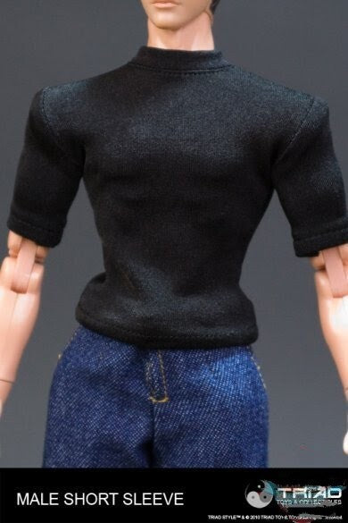 1:6 scale Triad Toys Mens Basic Black T-Shirt for 12" Figures