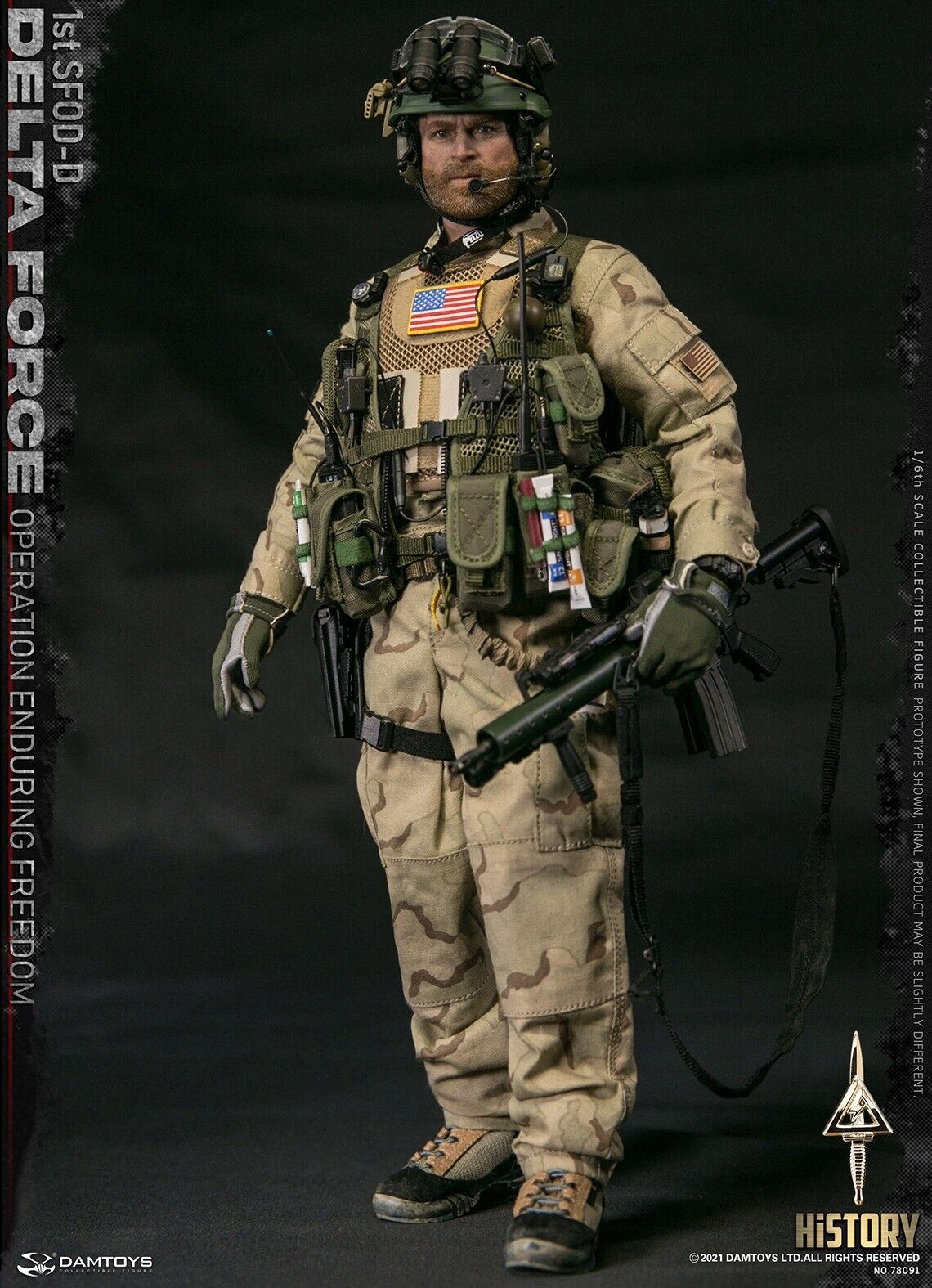 1:6 Damtoys 1st SFOD-D Enduring Freedom Male Head Sculpt for 12" Figures