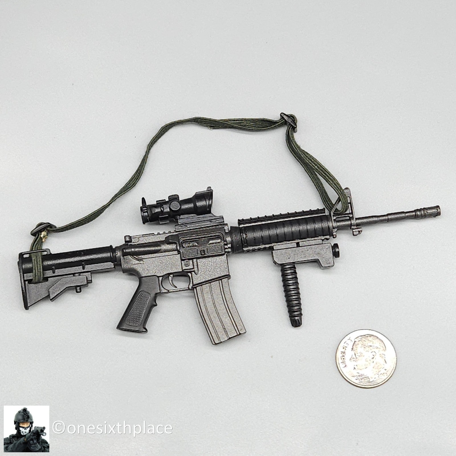 1:6 scale Dragon M4 Rifle w/ ACOG Sight & Tac Light Foregrip for 12" Figures