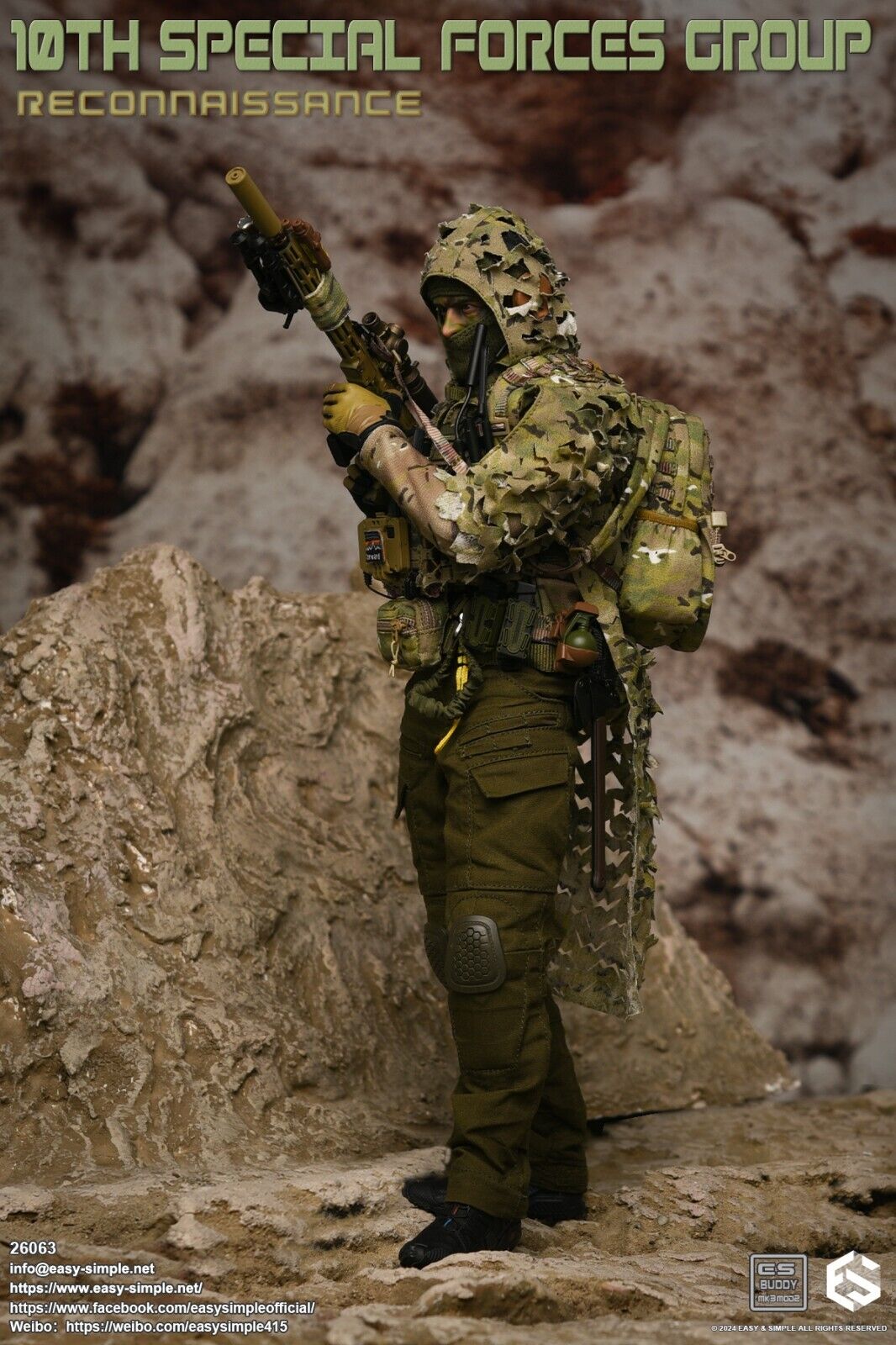 1:6 Easy & Simple 10th Special Forces Group Multicam Backpack for 12" Figures