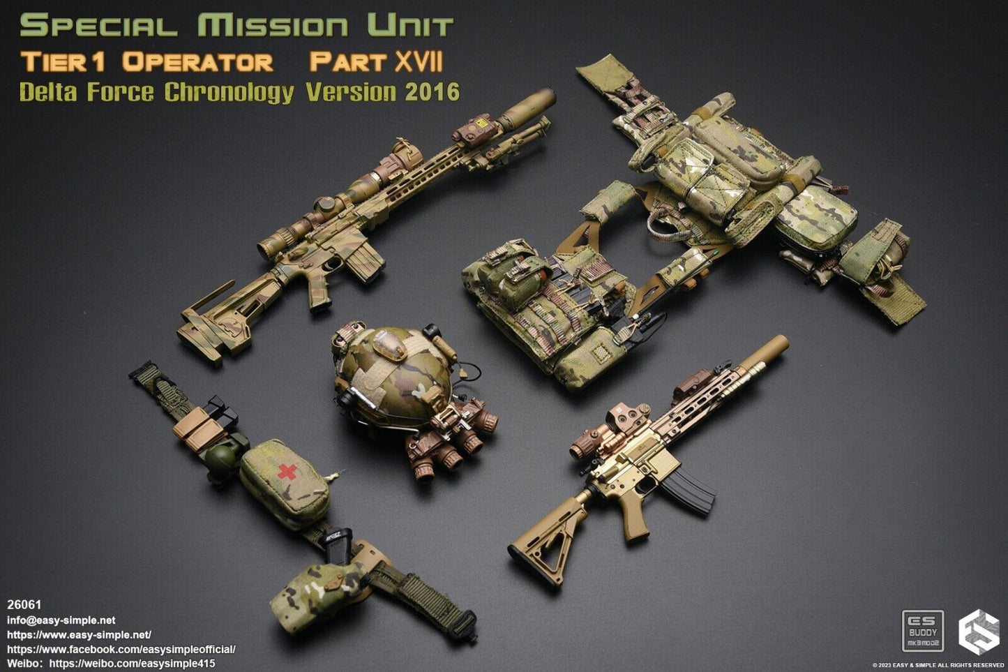 1:6 Easy & Simple Delta Force Chronology 2016 JG-06 VSASS Sniper Rifle Set