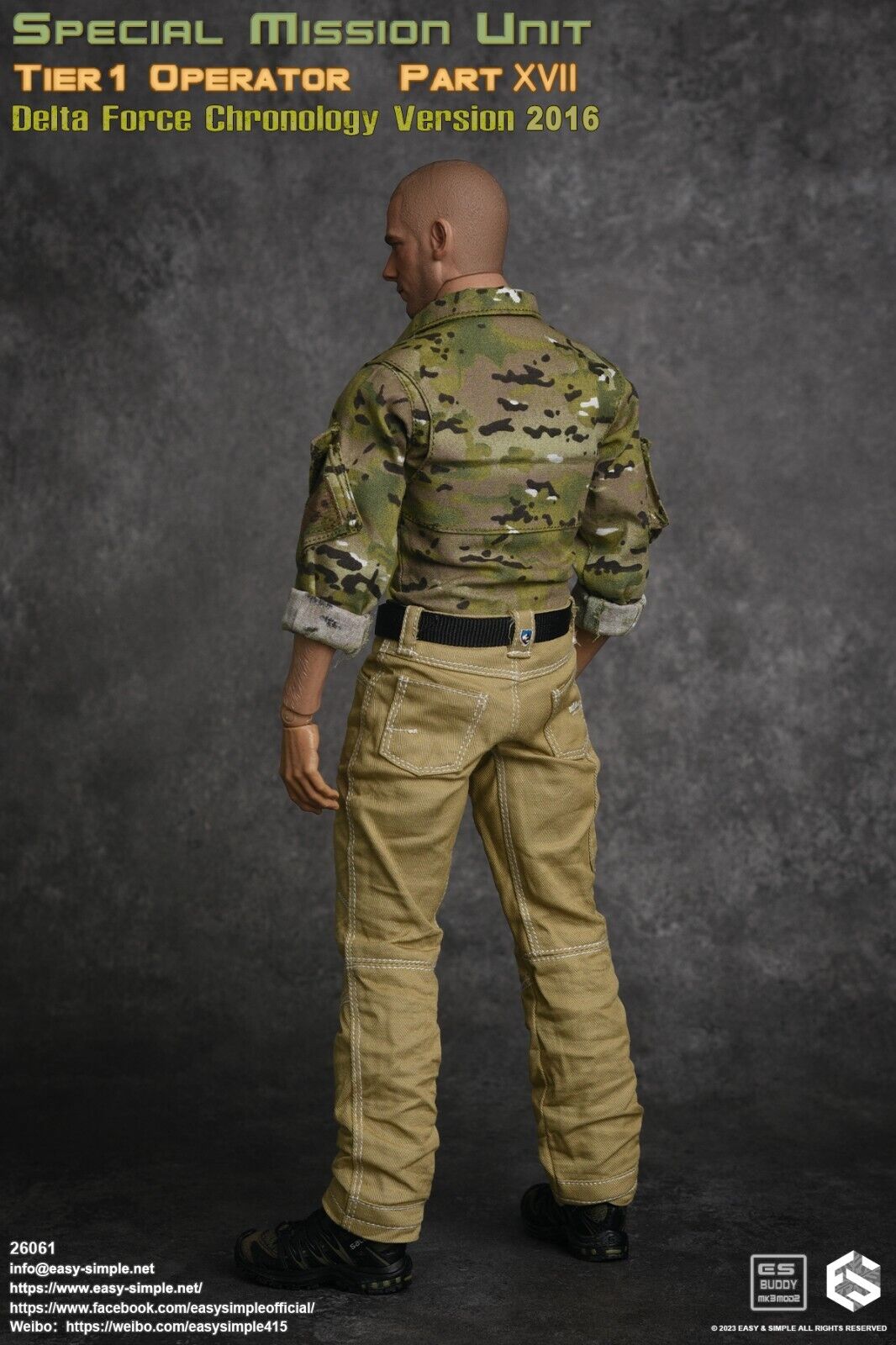 1:6 Easy & Simple Delta Force Chronology 2016 Multicam Jacket for 12" Figures