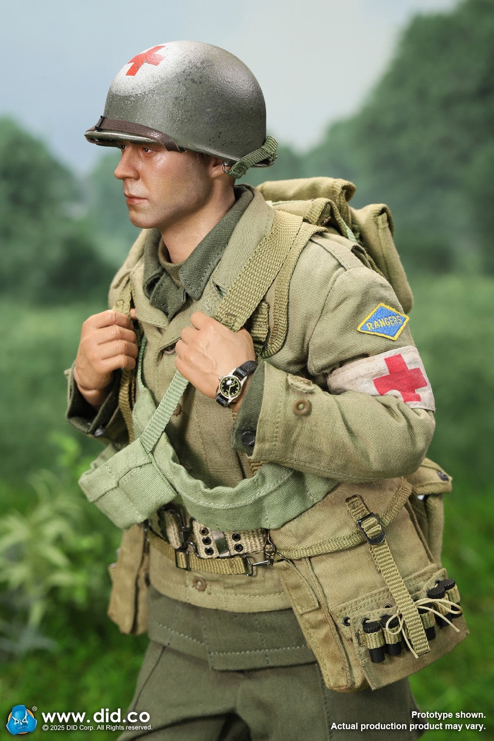 1:6 Scale DiD WWII US 2nd Ranger Battalion Medic Wade Green T-Shirt 12" Figures