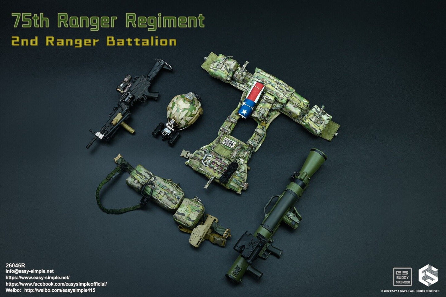 1:6 Easy & Simple 75th Ranger Regiment Patches Set for 12" Figures