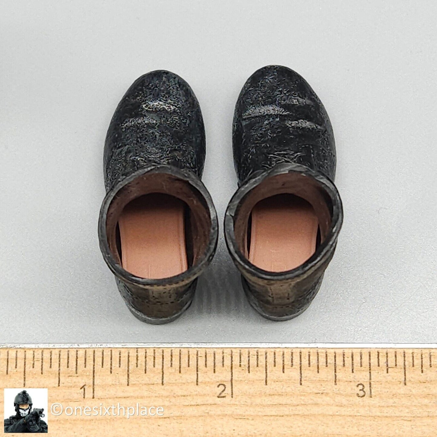 1:6 scale Dragon Black Combat Boots Light Weathering (Foot Type) for 12" Figures