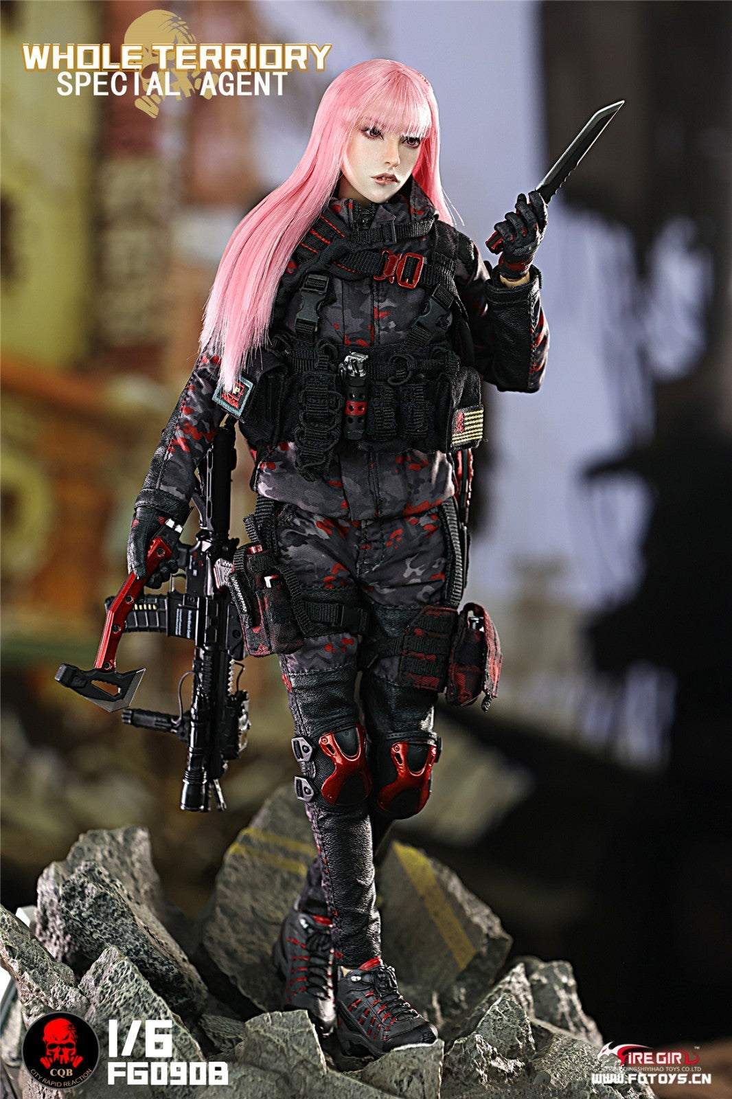 1:6 scale Fire Girl Female CQB Tactical Agent Black Red Boots for 12" Figures