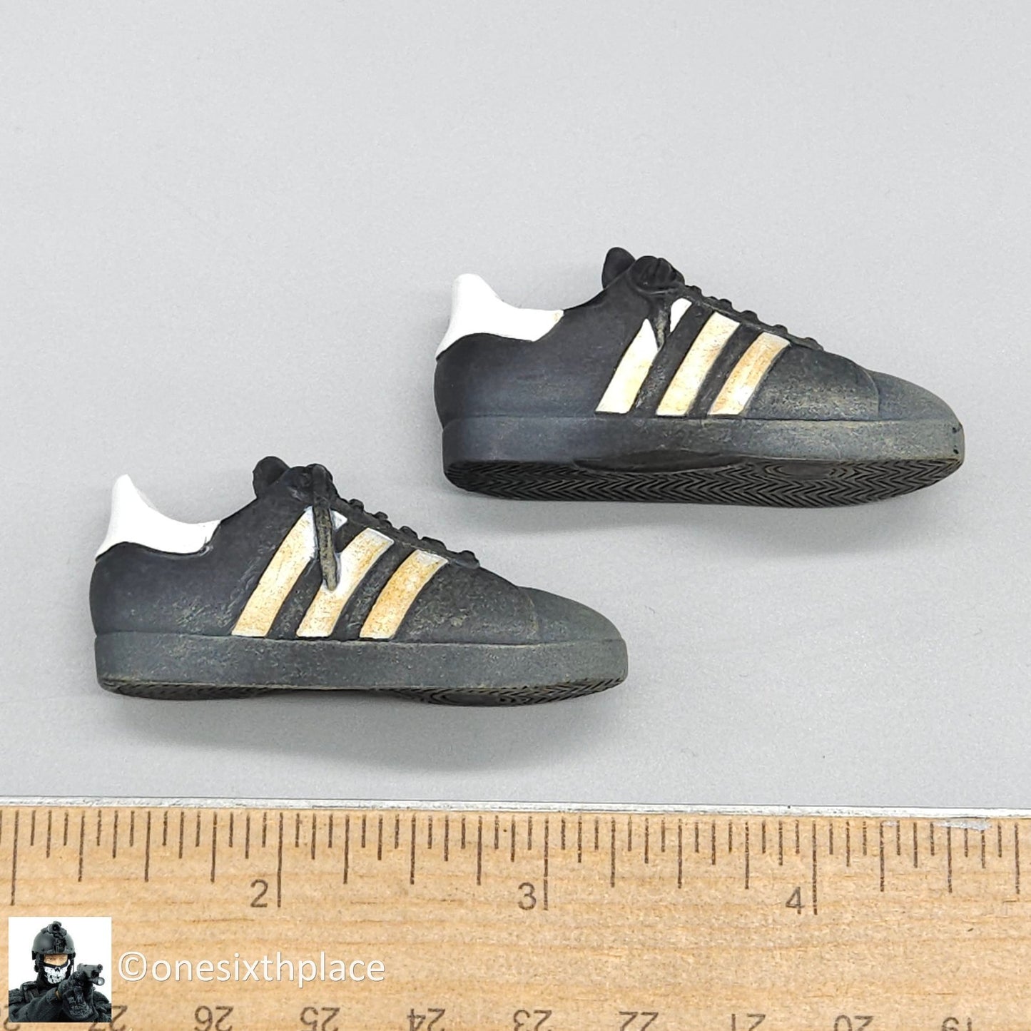 1:6 scale Dragon CIA Agent Jones Black Adidas Sneakers for 12" Figures