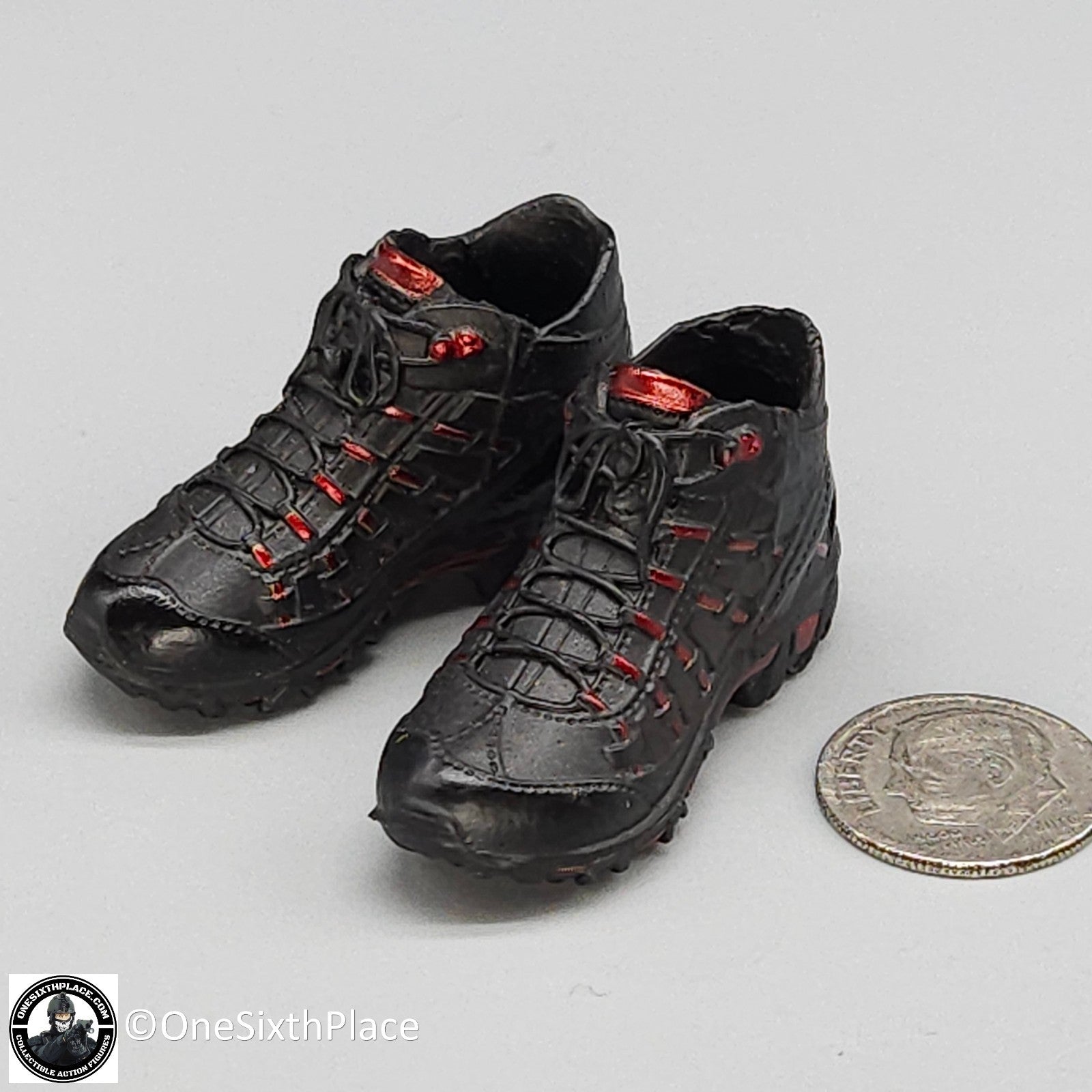 1:6 scale Fire Girl Female CQB Tactical Agent Black Red Boots for 12" Figures