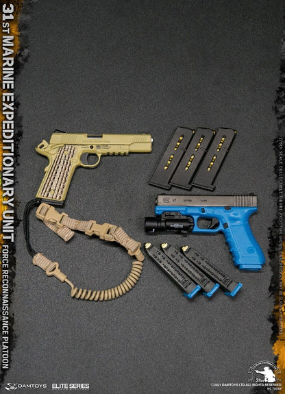 1:6 DamToys 31st MEU Force Reconnaissance Training Pistol w/ Holster 12" Figures