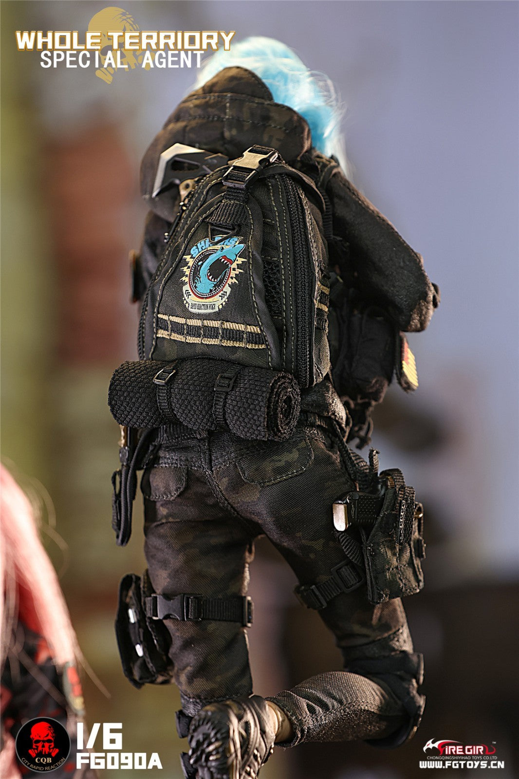 1:6 scale Fire Girl Female CQB Tactical Agent Green Multicam Backpack 12" Figure