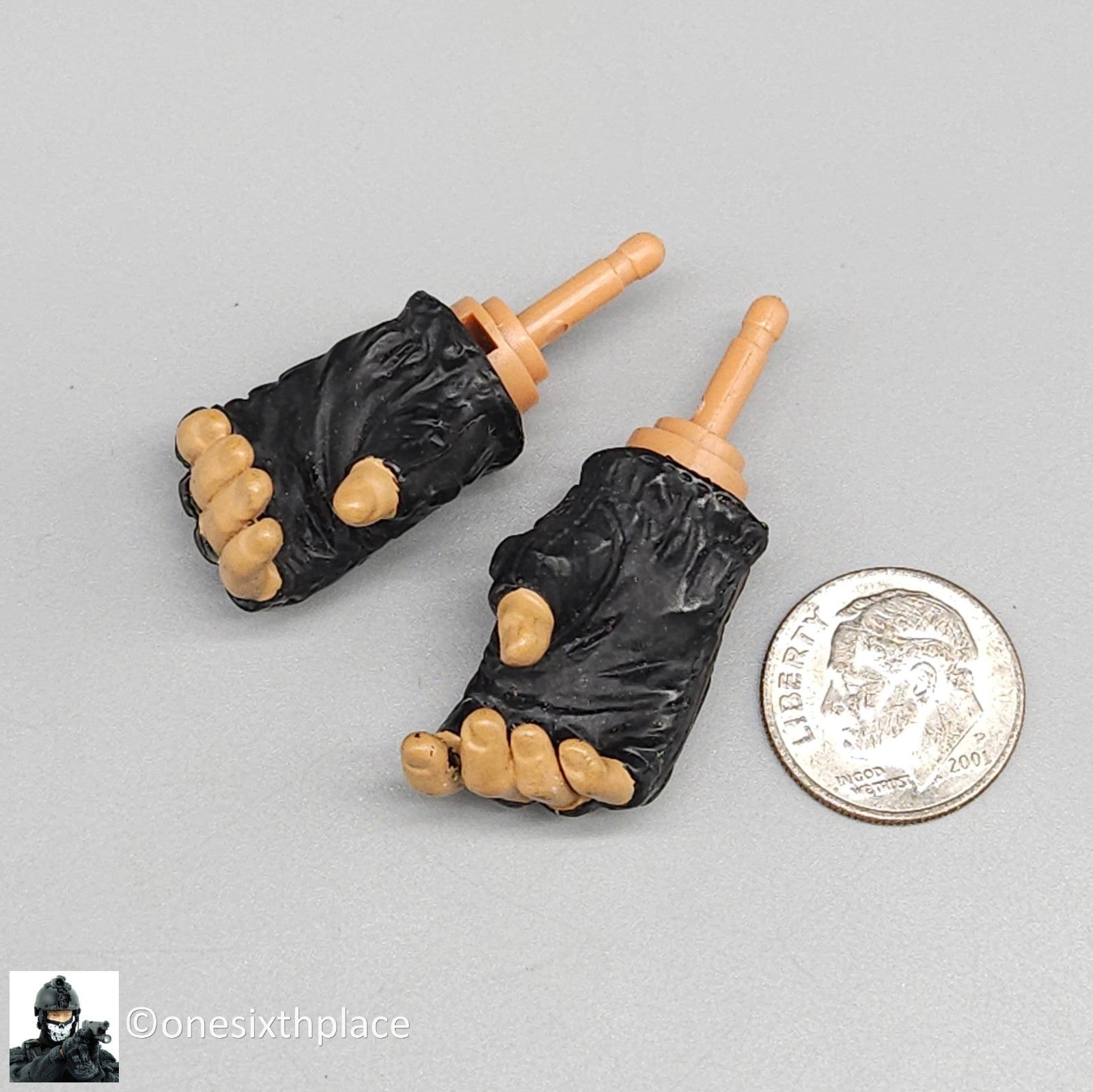 1:6 Dragon Black Padded Fingerless Gloved Hands for 12" Figures SWAT Vietnam