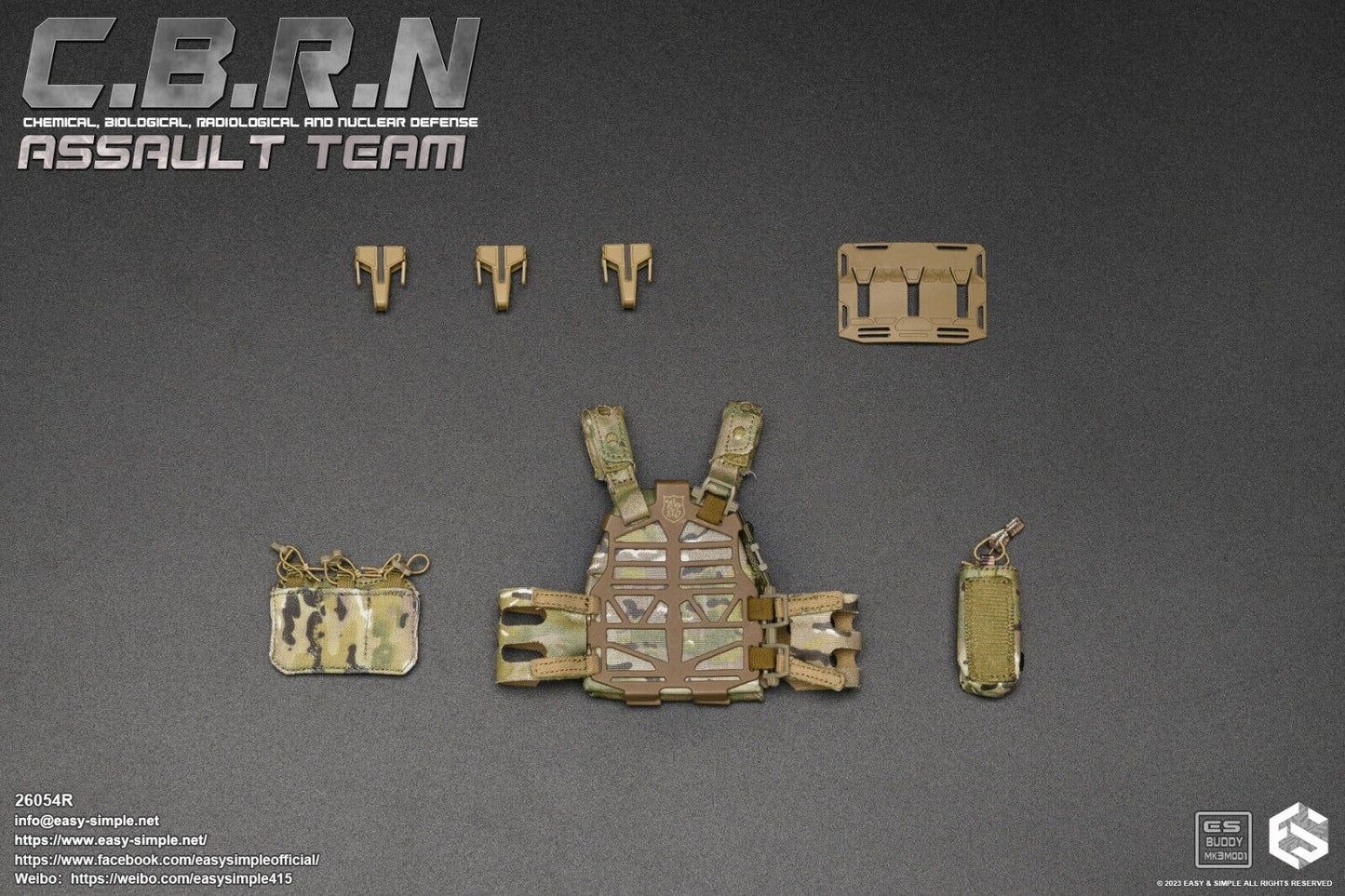 1:6 Easy & Simple CBRN Assault Team GRT Rifle Ammo Pouch Set for 12" Figures