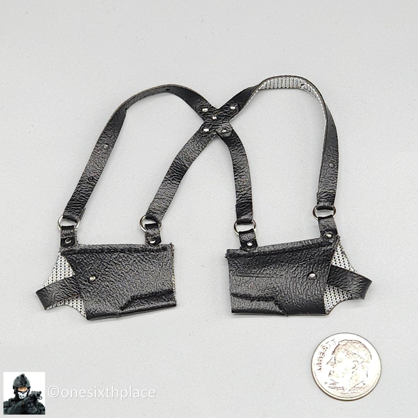 1:6 scale Triad Toys Black Leather Like Double Shoulder Holster for 12" Figures