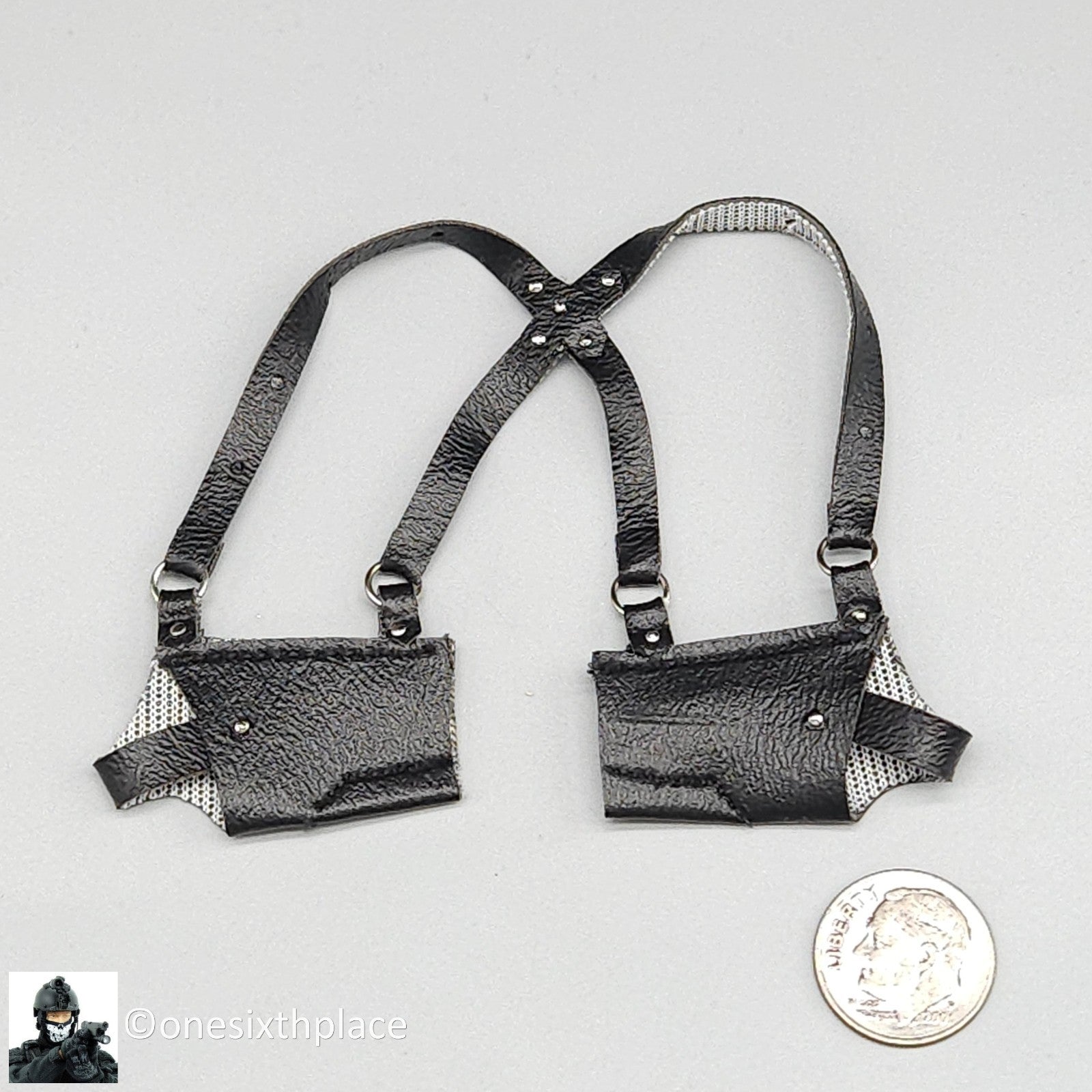 1:6 scale Triad Toys Black Leather Like Double Shoulder Holster for 12" Figures