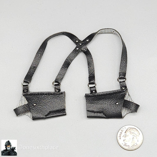 1:6 scale Triad Toys Black Leather Like Double Shoulder Holster for 12" Figures