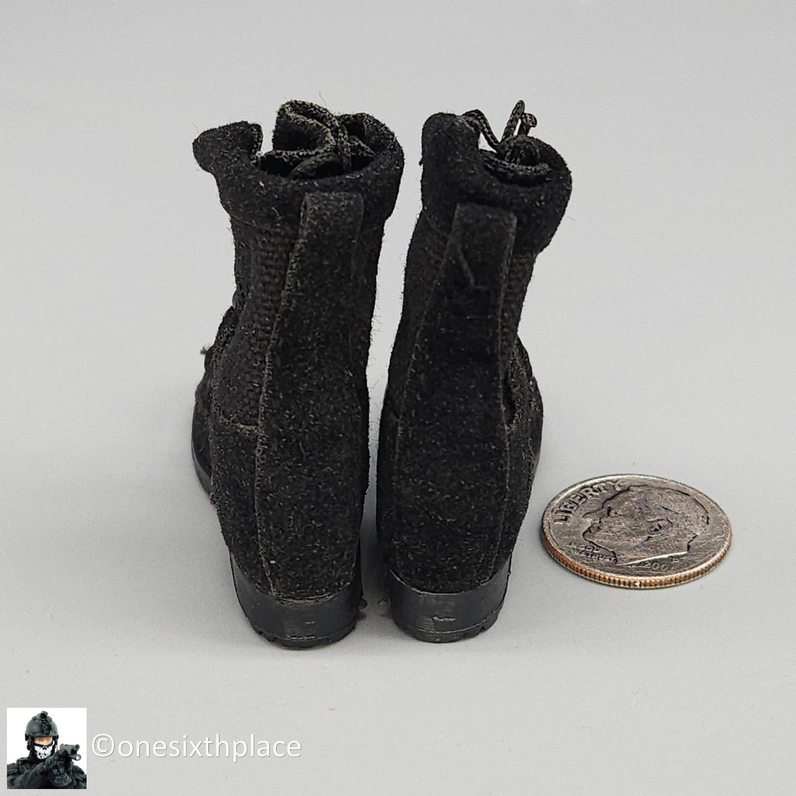 1:6 VS Toys Battlefield Girl Female Black Combat Boots (Peg Type) for 12" Figure