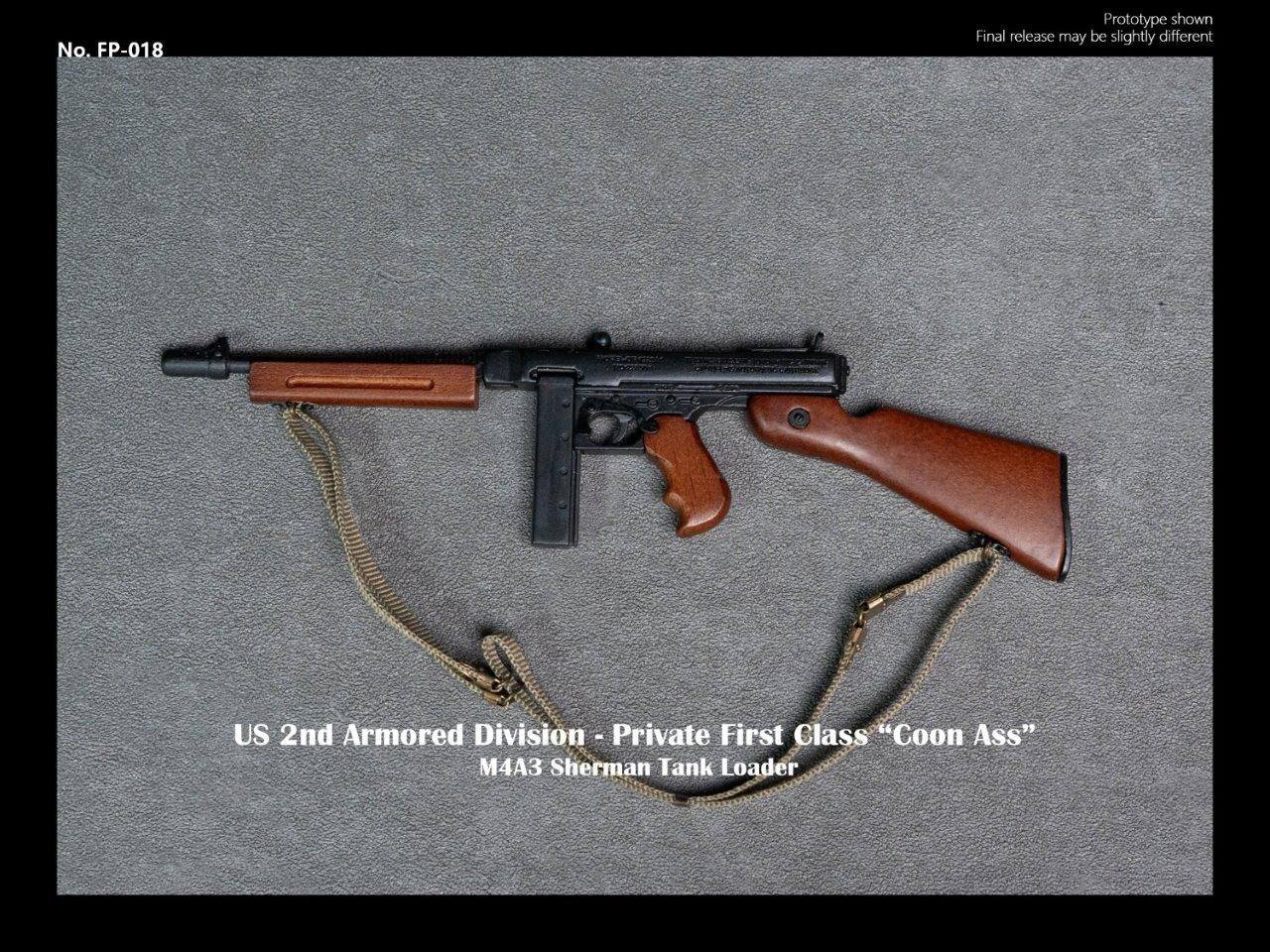 1:6 WWII US 2nd Armored Div Tank Loader "Coon Ass" Metal Thompson Submachine Gun