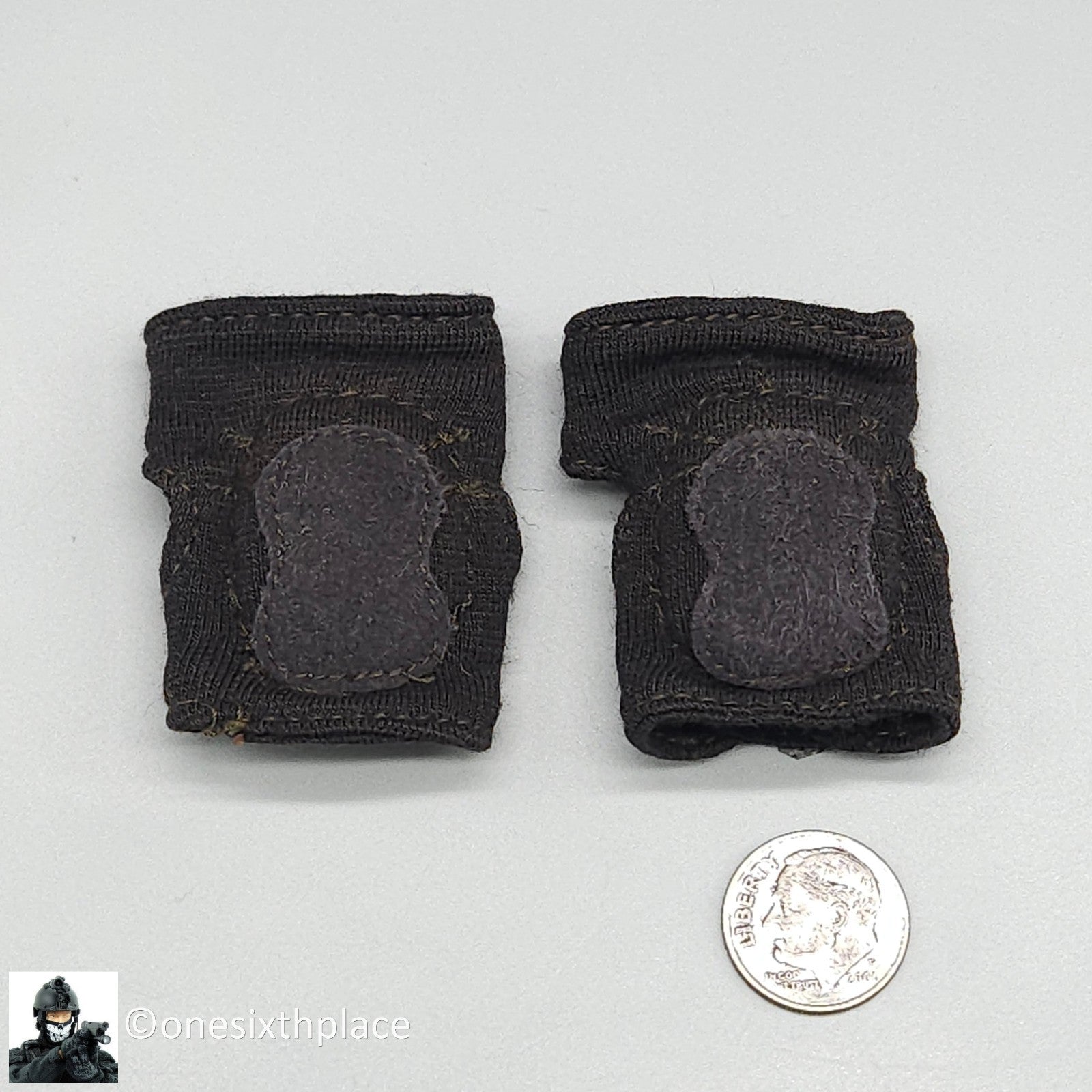 1:6 scale ACE Black Neoprene Knee Pads for 12" Figures