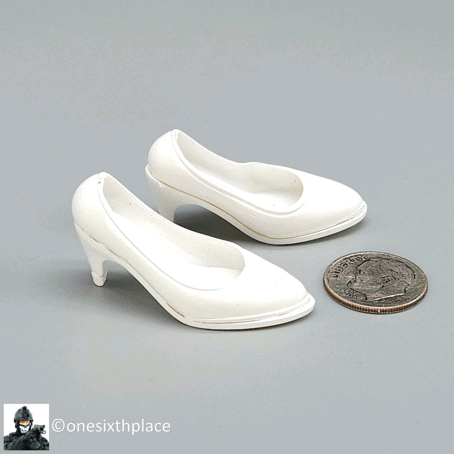 1:6 Triad Toys Female White High Heels Shoes Style A (Short Heel) 12" Figures