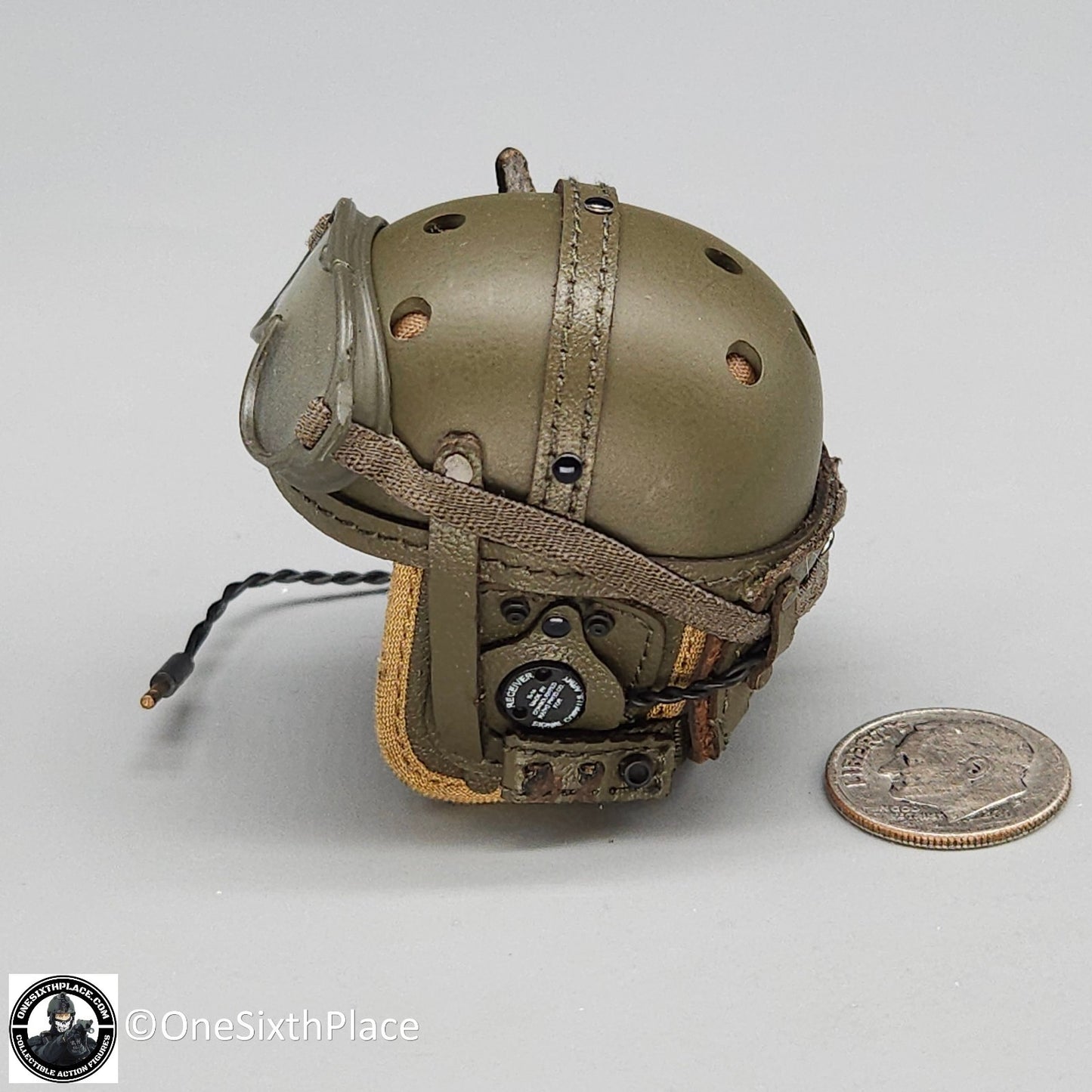 1:6 WWII US 2nd Armored Div Tank Loader "Coon Ass" Helmet w/ Goggles 12" Figures