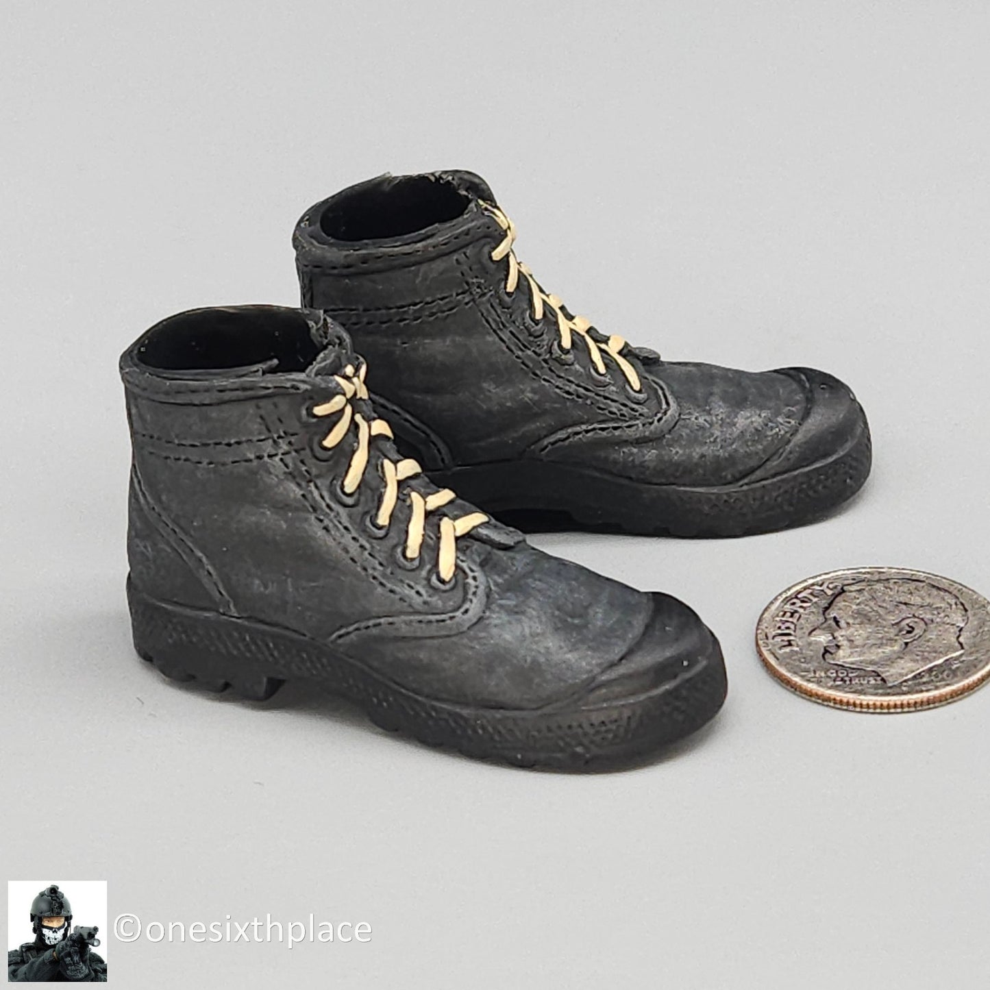 1:6 21C Century Toys Female Black Tactical Boots (Foot Type) for 12" Figures