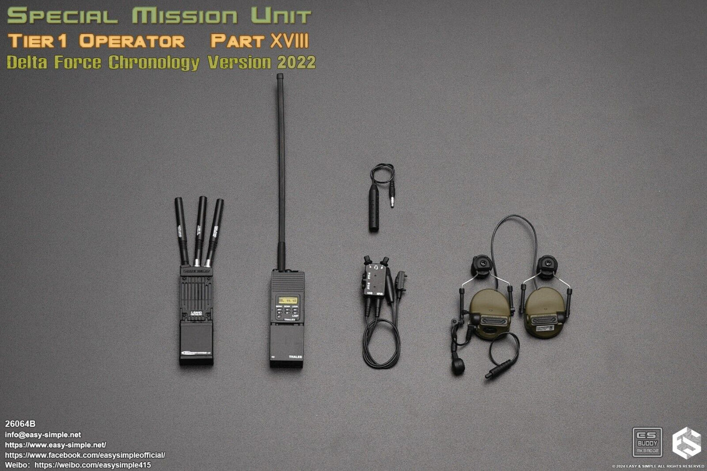 1:6 Easy & Simple Delta Force Chronology 2022 Radios w/ FAST Headset