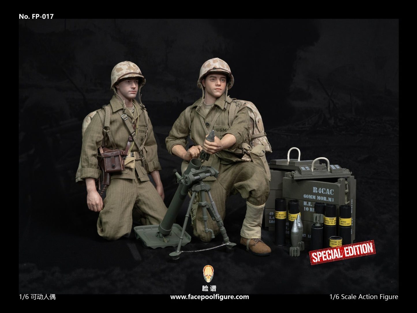1:6 scale WWII US Marine Corps Pacific Mortar Team Snafu 12" Figure FP017A