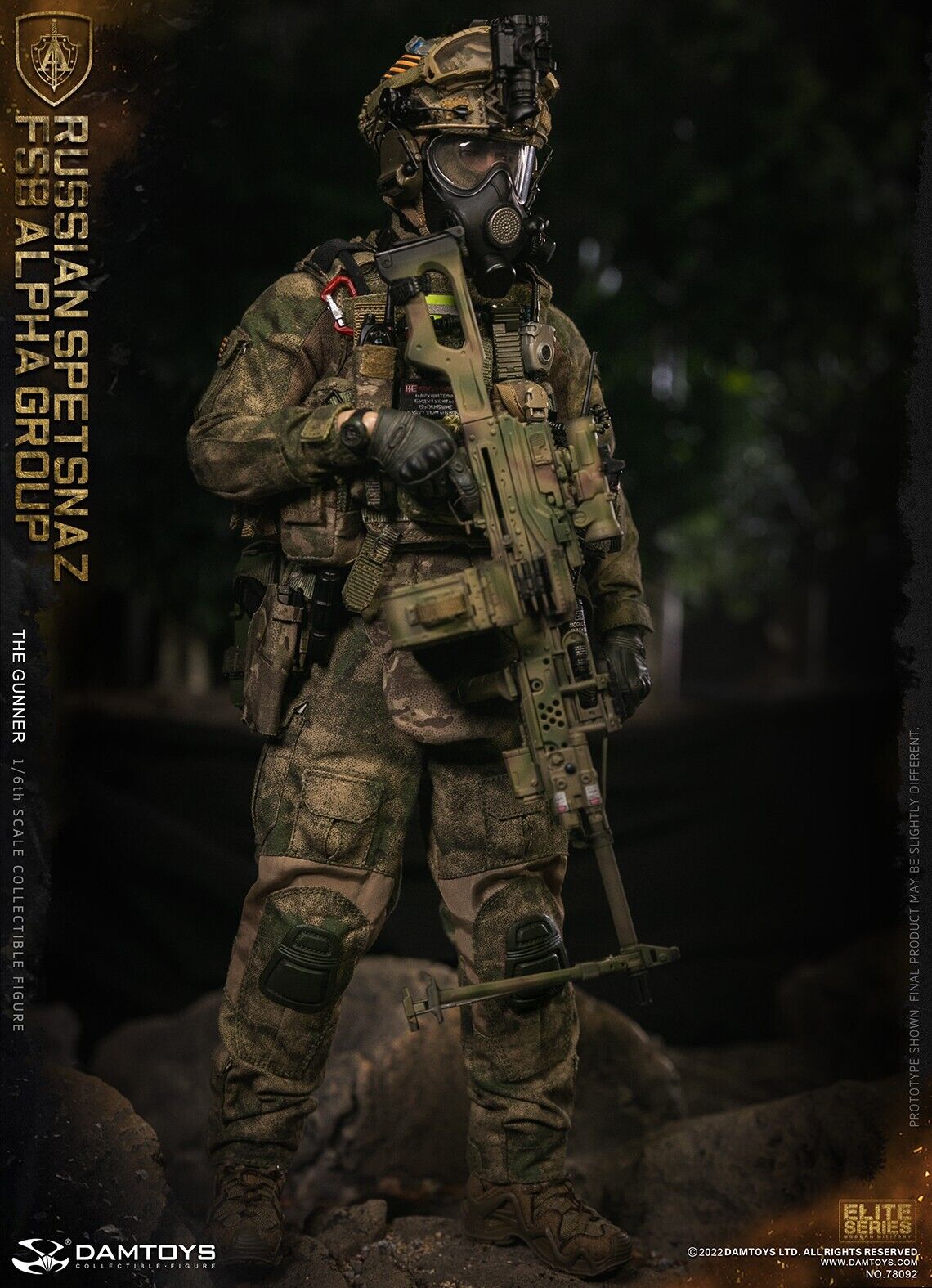 1:6 scale DamToys Russian Spetsnaz FSB Alpha Group PKP Gunner 12" Figure 78092