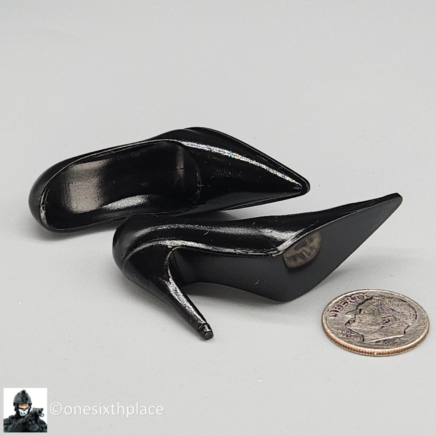 1:6 Triad Toys Female Black High Heels Shoes Style C (Tall Heel) for 12" Figure