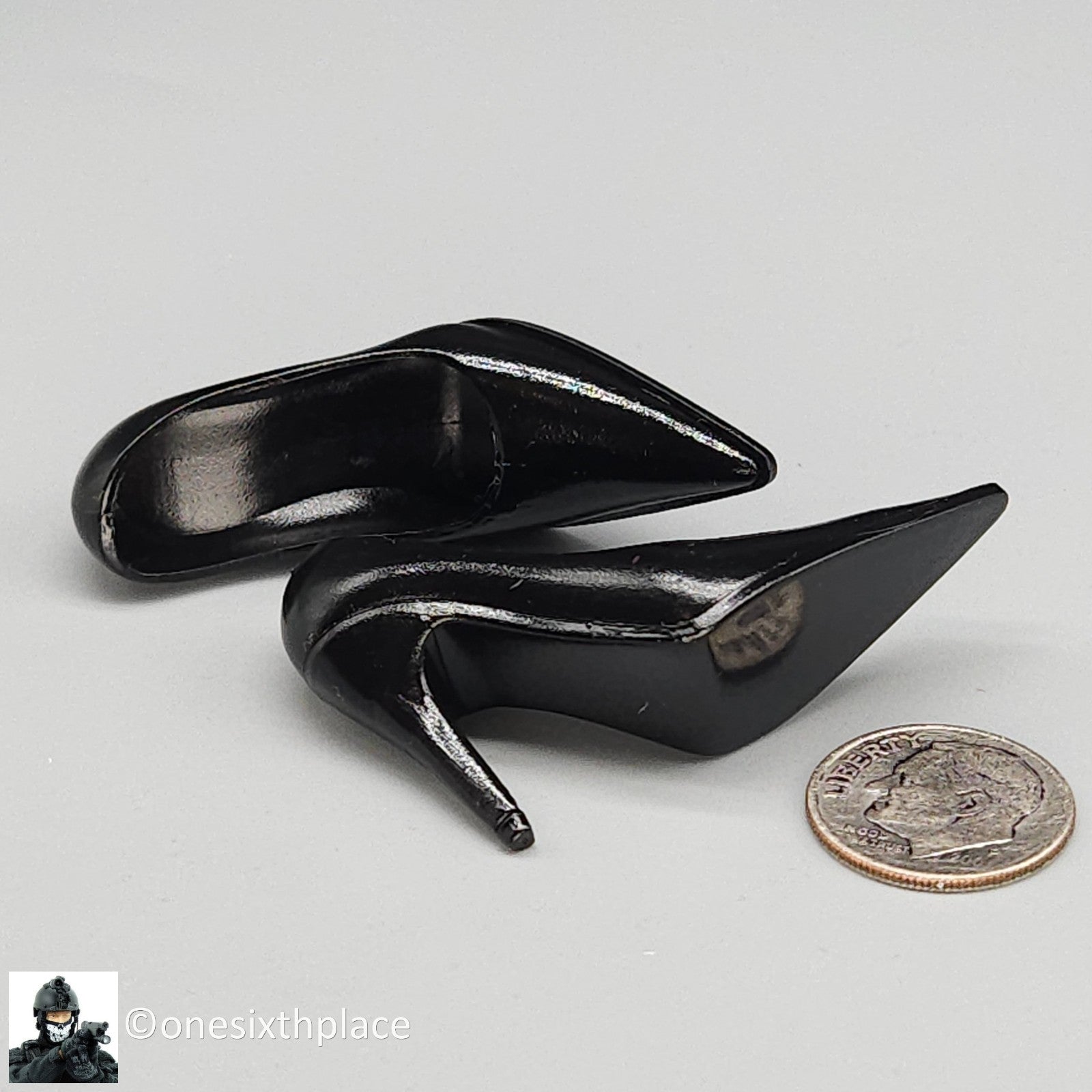 1:6 Triad Toys Female Black High Heels Shoes Style C (Tall Heel) for 12" Figure