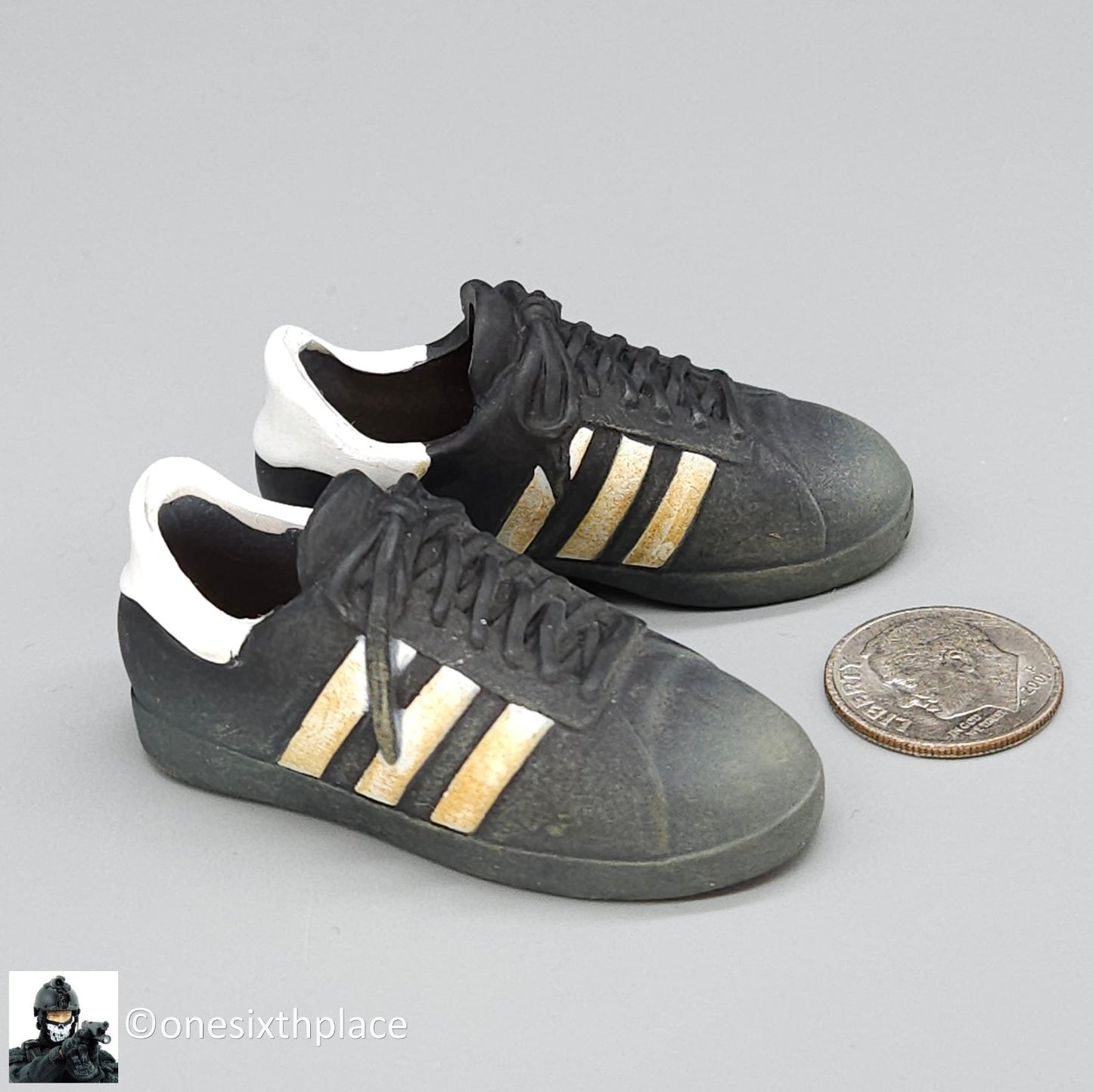 1:6 scale Dragon CIA Agent Jones Black Adidas Sneakers for 12" Figures