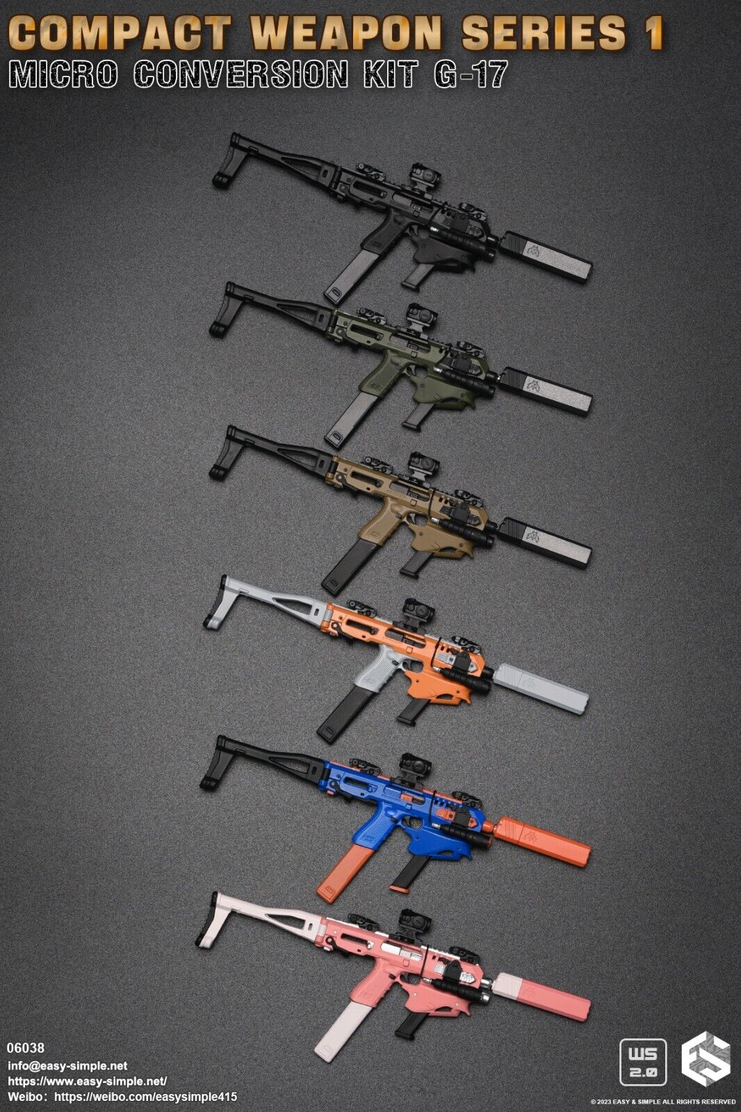 1:6 scale Easy & Simple Compact Weapons #1 - Micro Conversion Set B Green PDW
