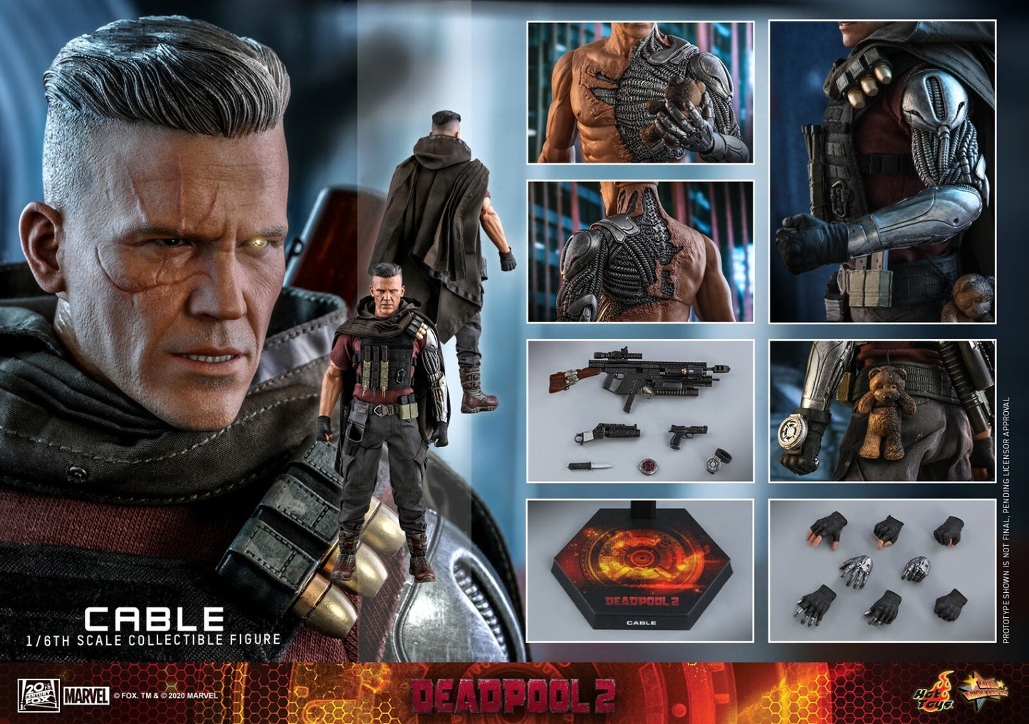 1:6 scale Hot Toys Deadpool 2 Cable Burgundy Torn T-Shirt for 12" Figures MMS583