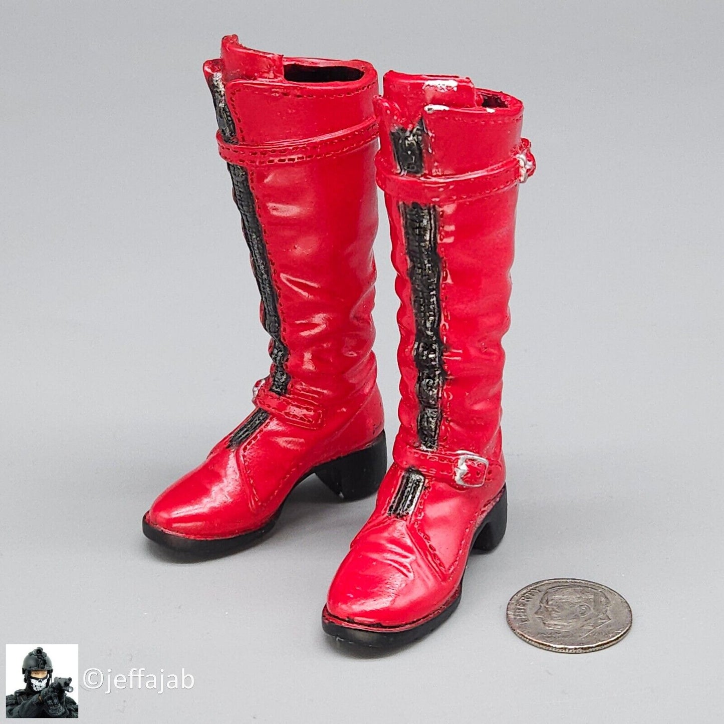 1:6 scale Villains Female Assassin Jacqueline Red Boots for 12" Figures