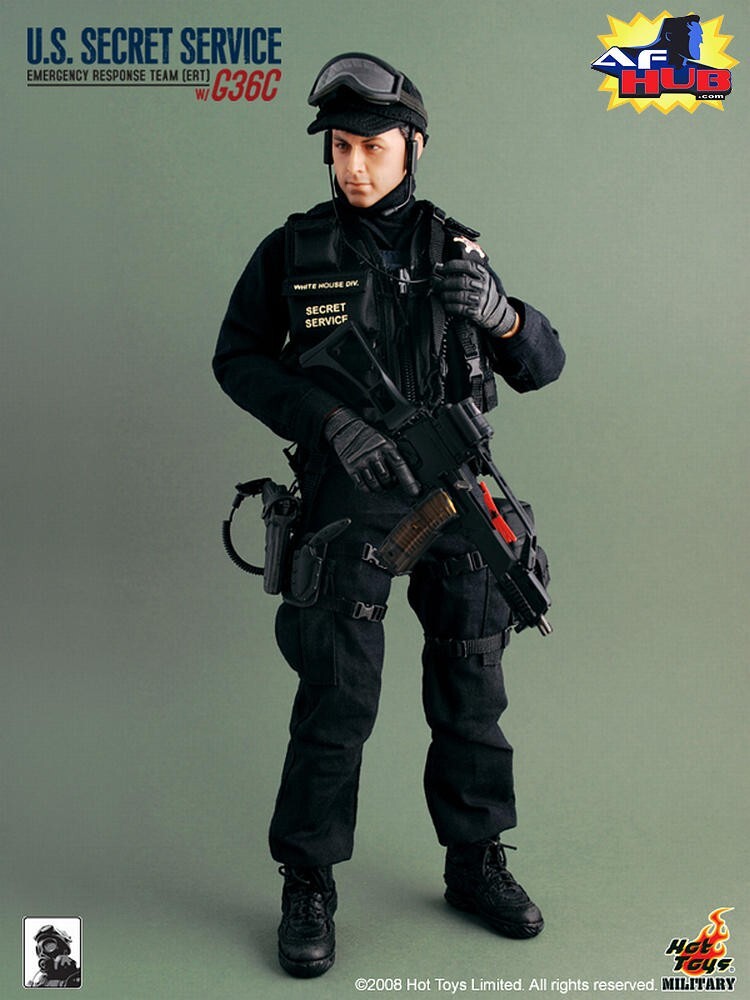 1:6 Hot Toys US Secret Service ERT Male Head Sculpt USED READ for 12" Figures