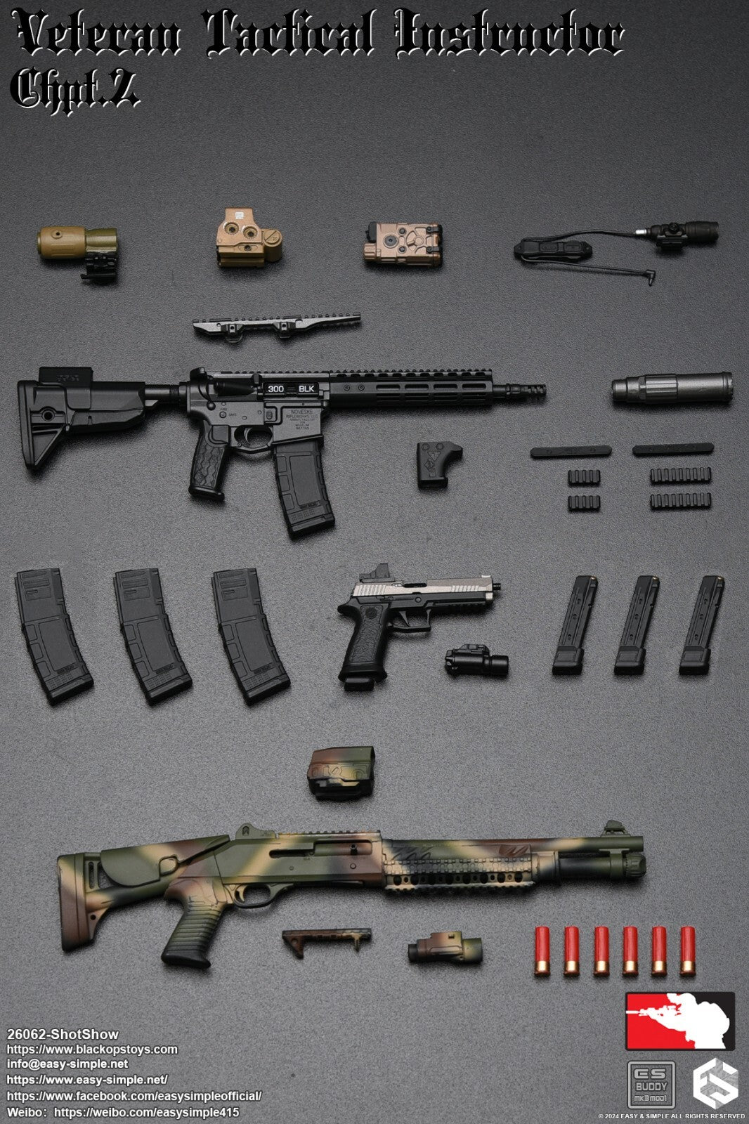 1:6 scale Easy & Simple N4 300 Blk Rifle for 12" Action Figures