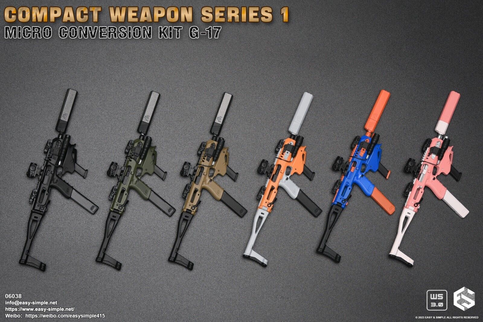1:6 scale Easy & Simple Compact Weapons #1 - Micro Conversion Set B Green PDW