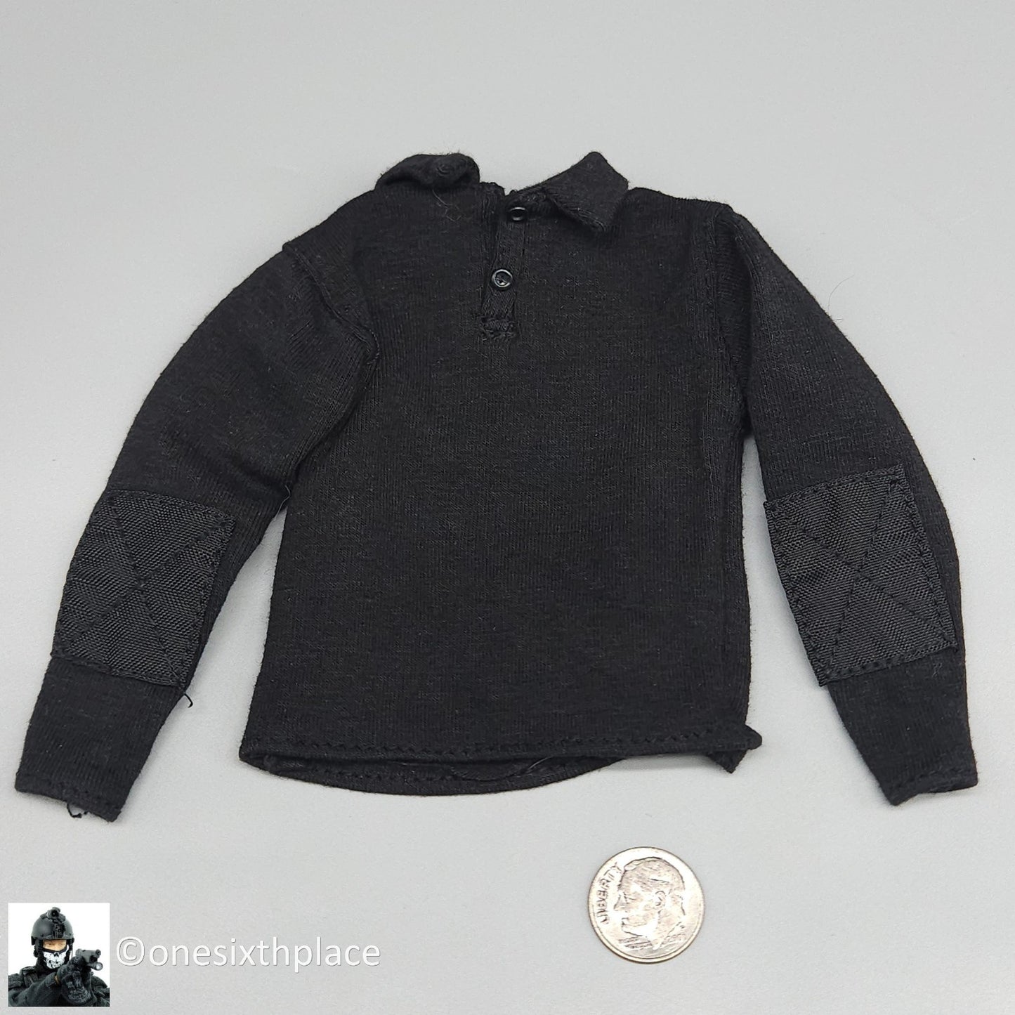 1:6 scale BBI PMC Black Long Sleeve Polo Shirt for 12" Figures