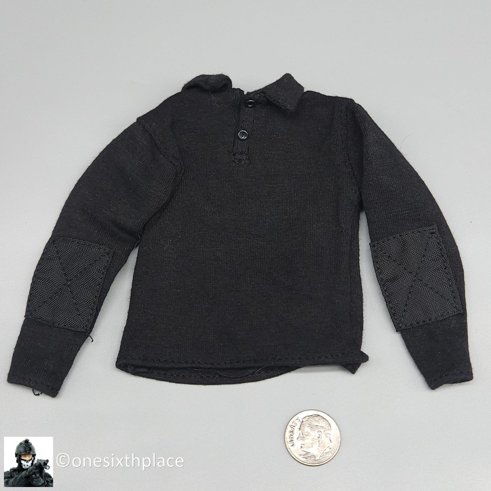 1:6 scale BBI PMC Black Long Sleeve Polo Shirt for 12" Figures