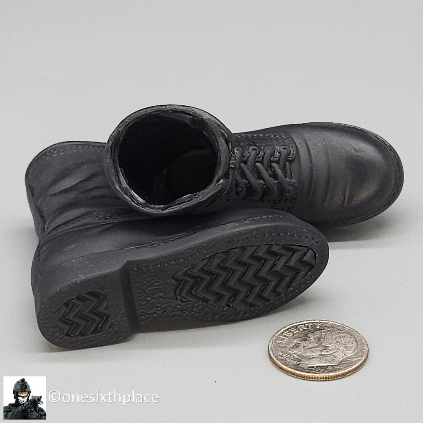 1:6 scale BBI Navy Pilot Black Combat Boots (Foot Type) for 12" Figures