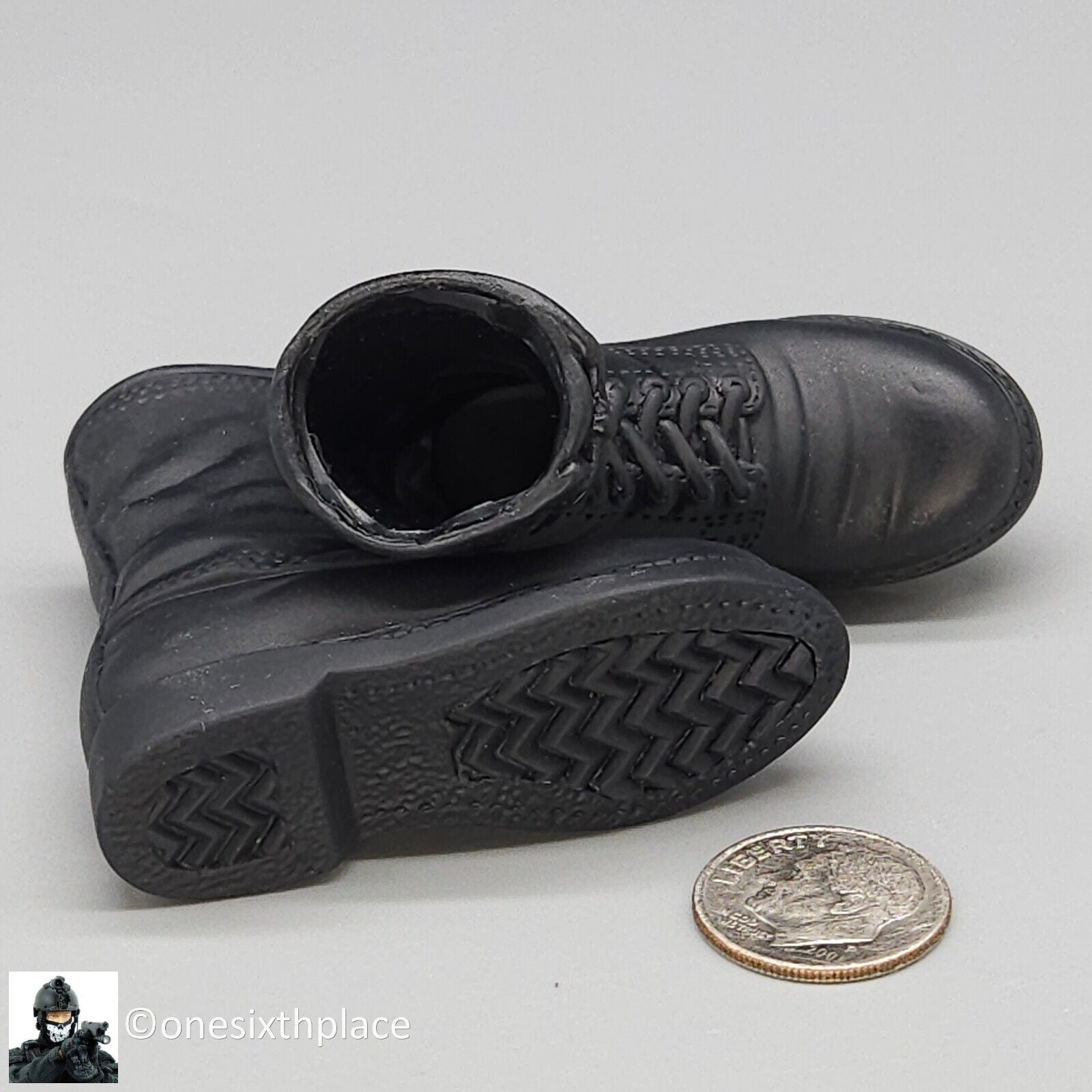 1:6 scale BBI Navy Pilot Black Combat Boots (Foot Type) for 12" Figures
